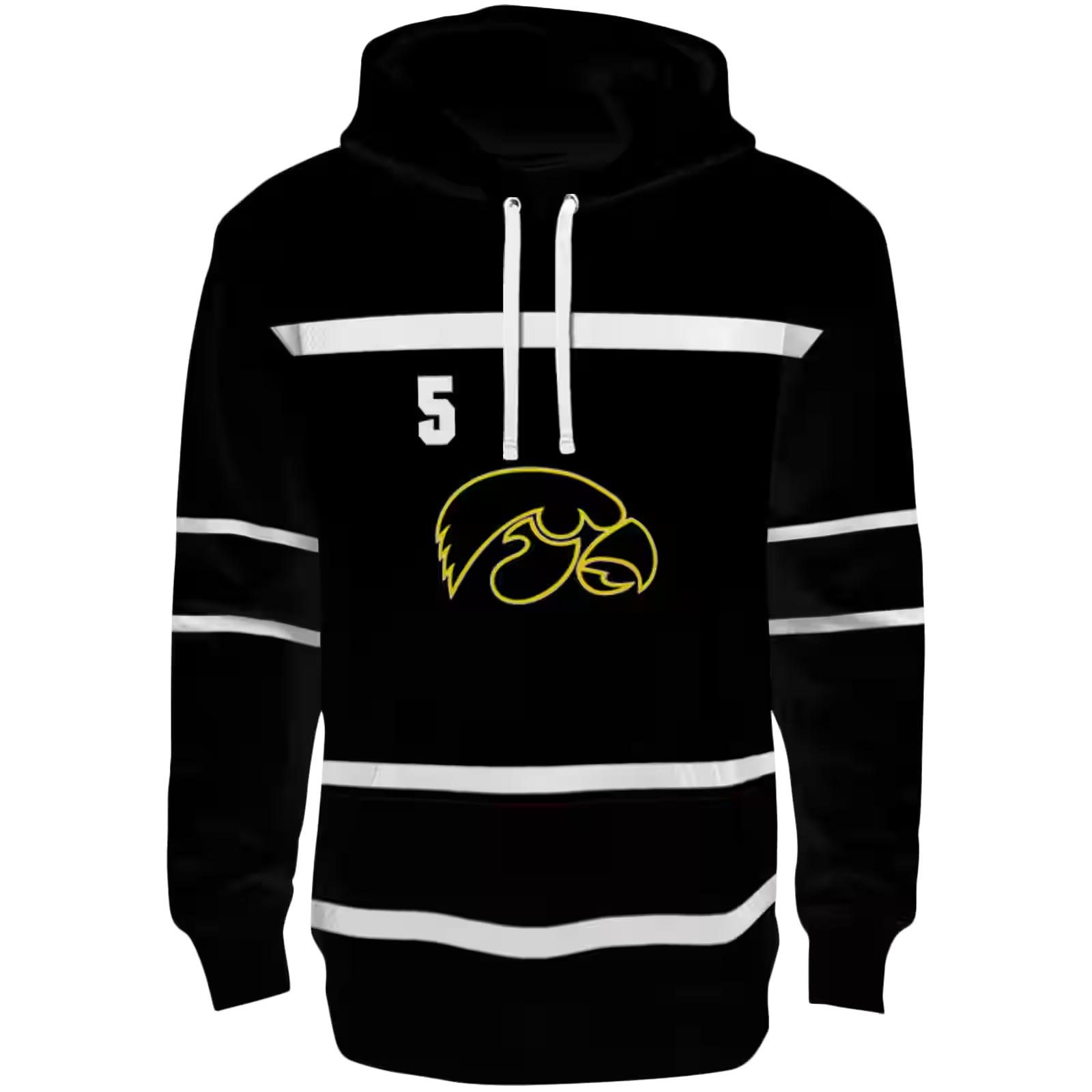 Customized Iowa Hawkeyes Striped Pattern Black Hoodie