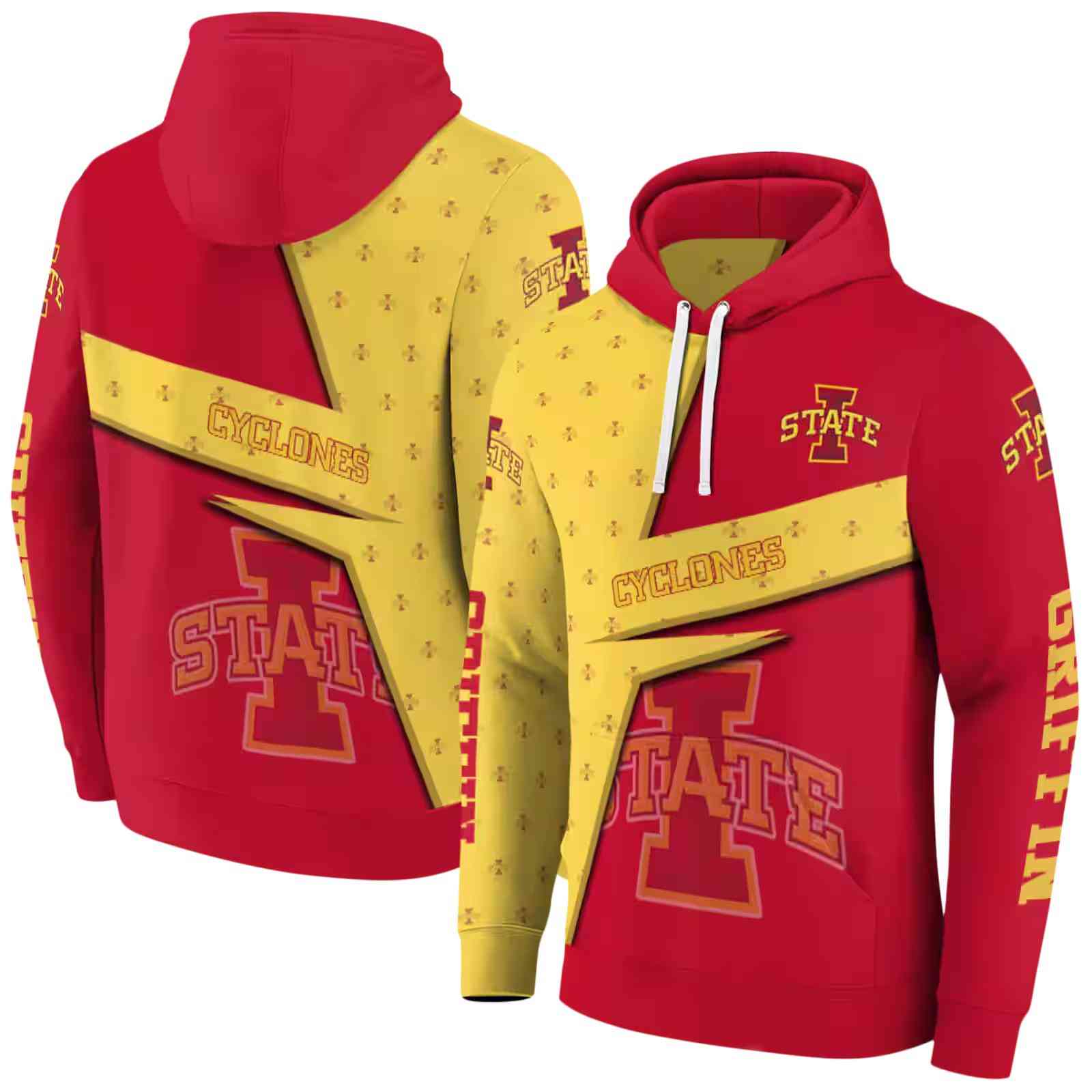 customized iowa state cyclones abstract shape red hoodie fashion forward