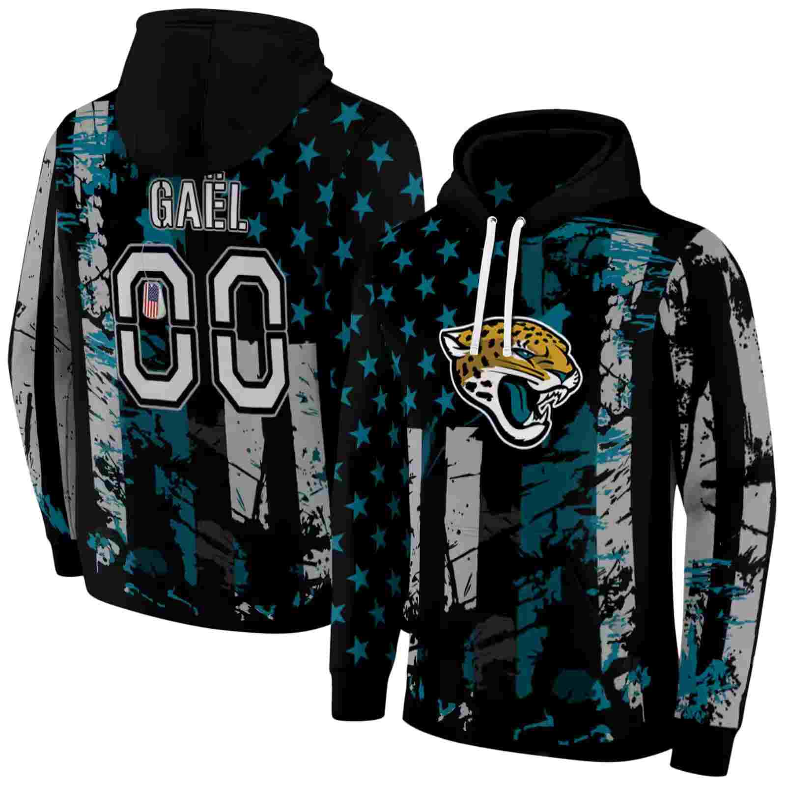 customized jacksonville jaguars distressed flag teal black hoodie fashion forward