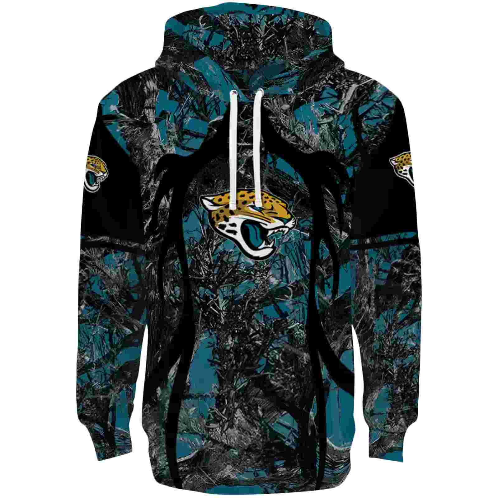 Customized Jacksonville Jaguars Hunting Theme Teal Black Hoodie