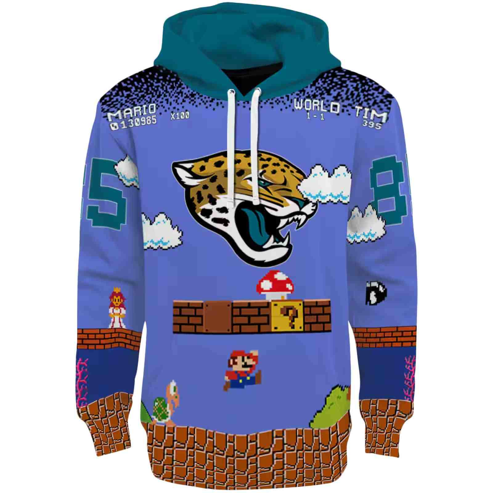 Customized Jacksonville Jaguars Mario Blue Black Hoodie