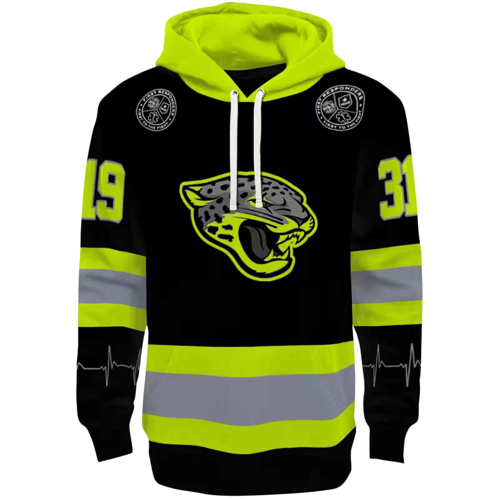 Customized Jacksonville Jaguars Safety Motif Black Neon Green Hoodie