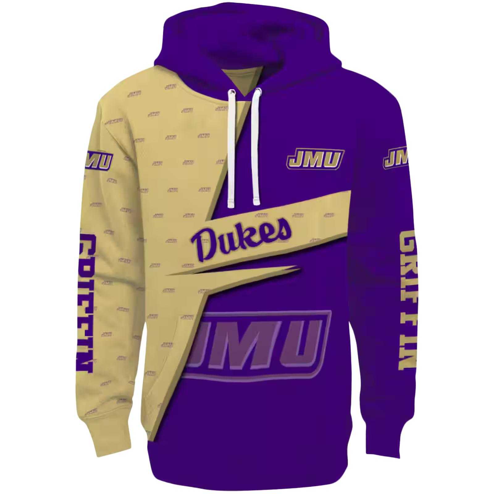 Customized James Madison Dukes Abstract Shape Purple Hoodie