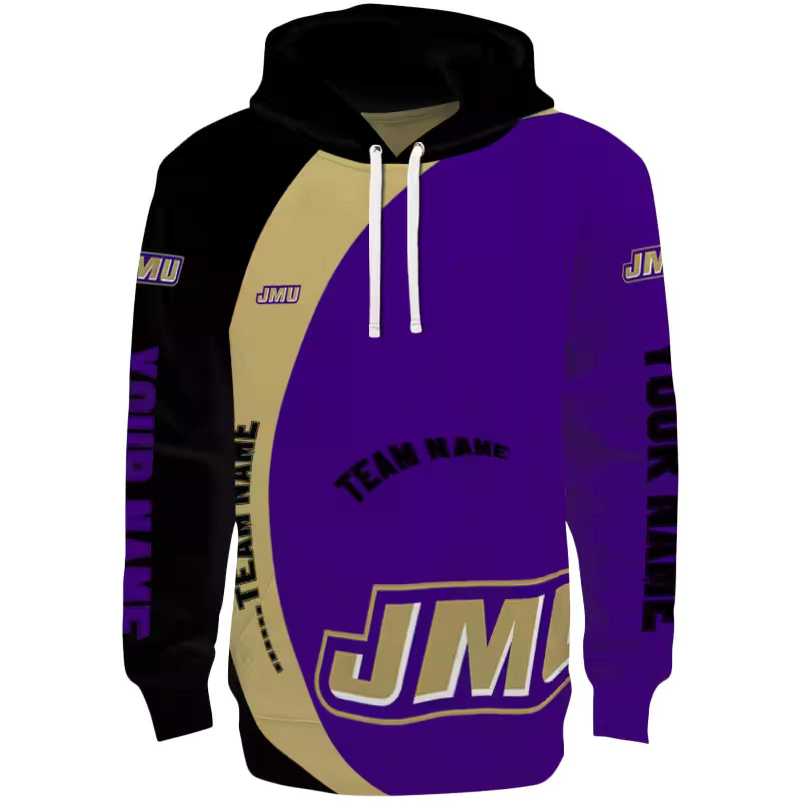 Customized James Madison Dukes Minimalist Design Purple Black Hoodie