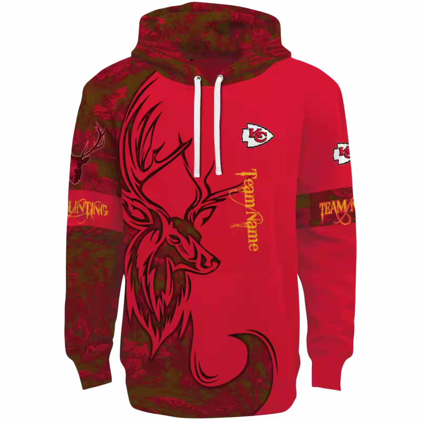 Customized Kansas City Chiefs Deer Silhouette Red Hoodie