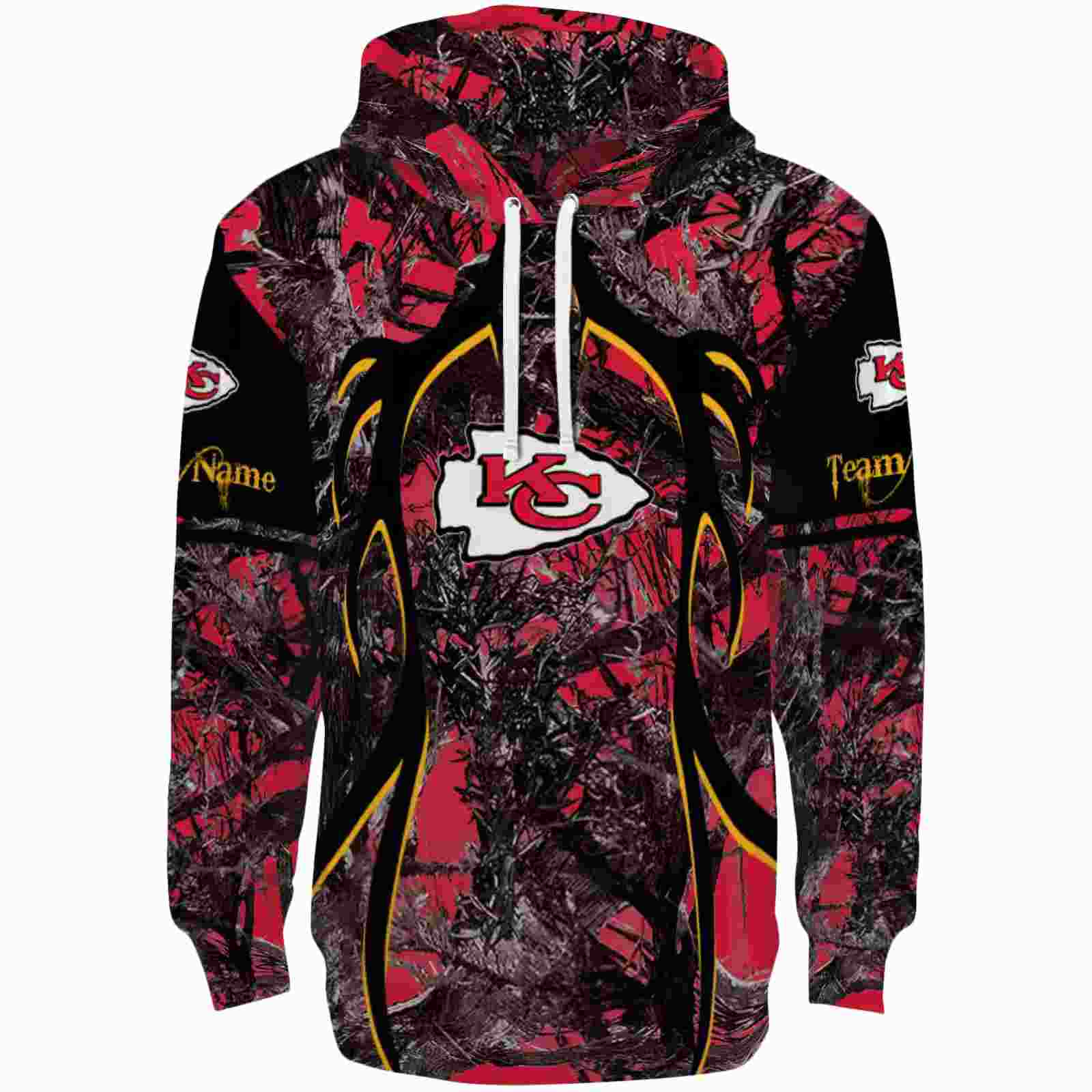 Customized Kansas City Chiefs Hunting Theme Red Black Hoodie