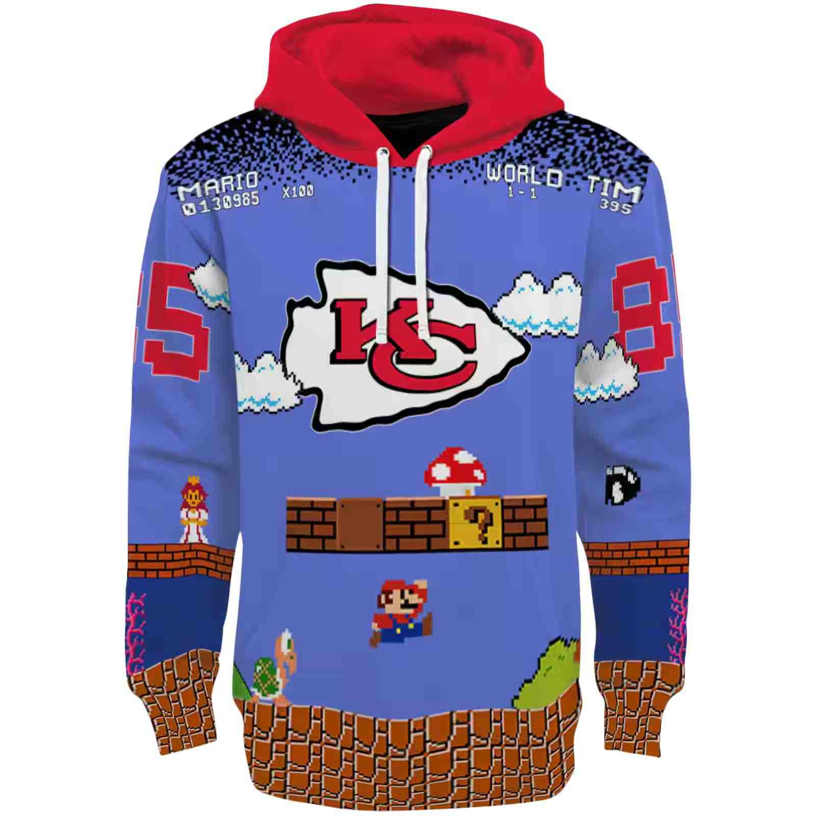 Customized Kansas City Chiefs Mario Blue Black Hoodie