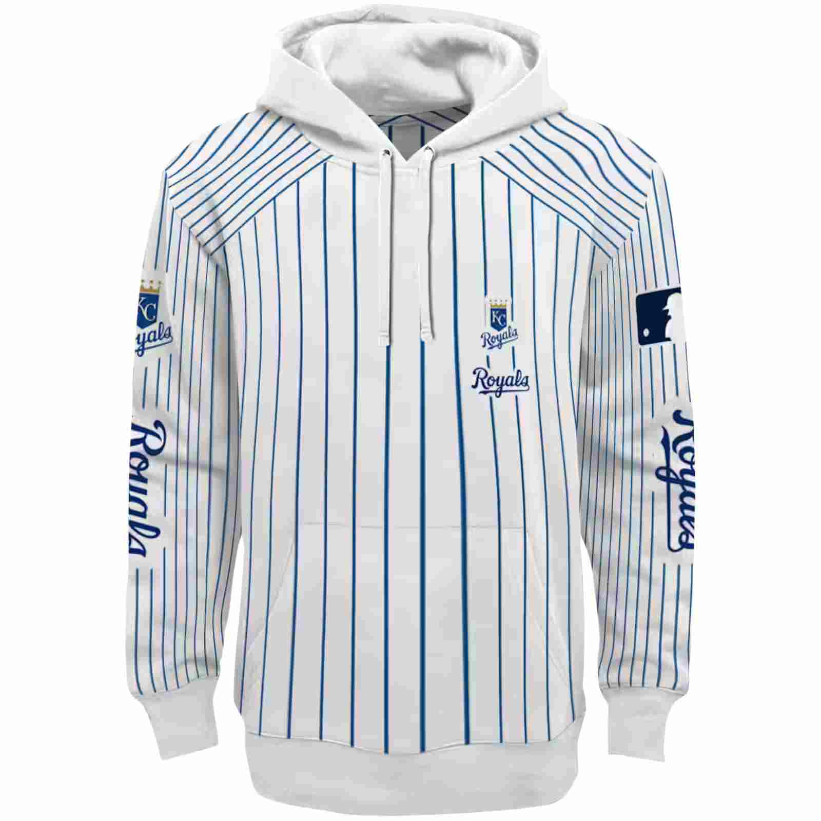 Customized Kansas City Royals Pinstripe Pattern Royal Blue White Hoodie