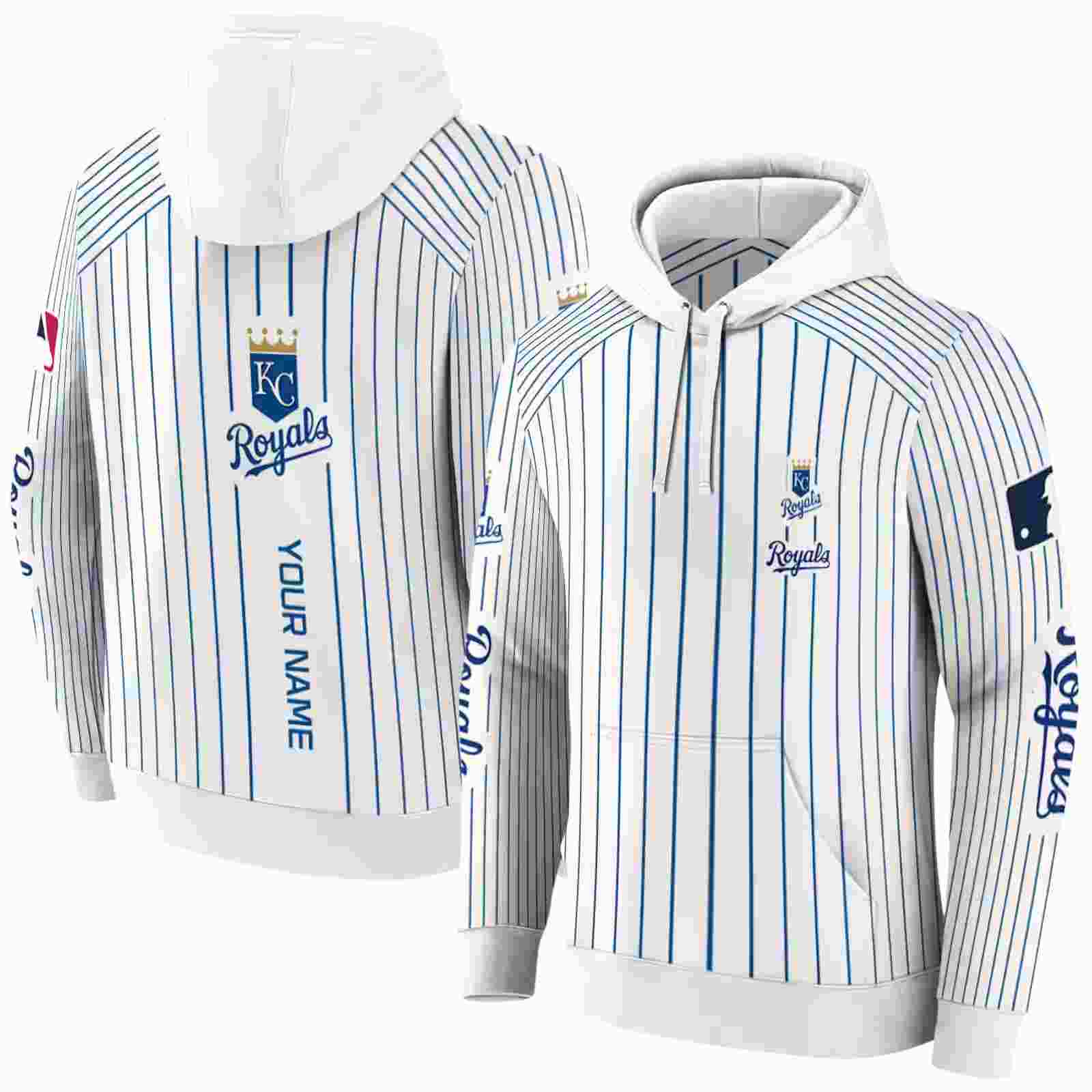 customized kansas city royals pinstripe pattern royal blue white hoodie fashion forward