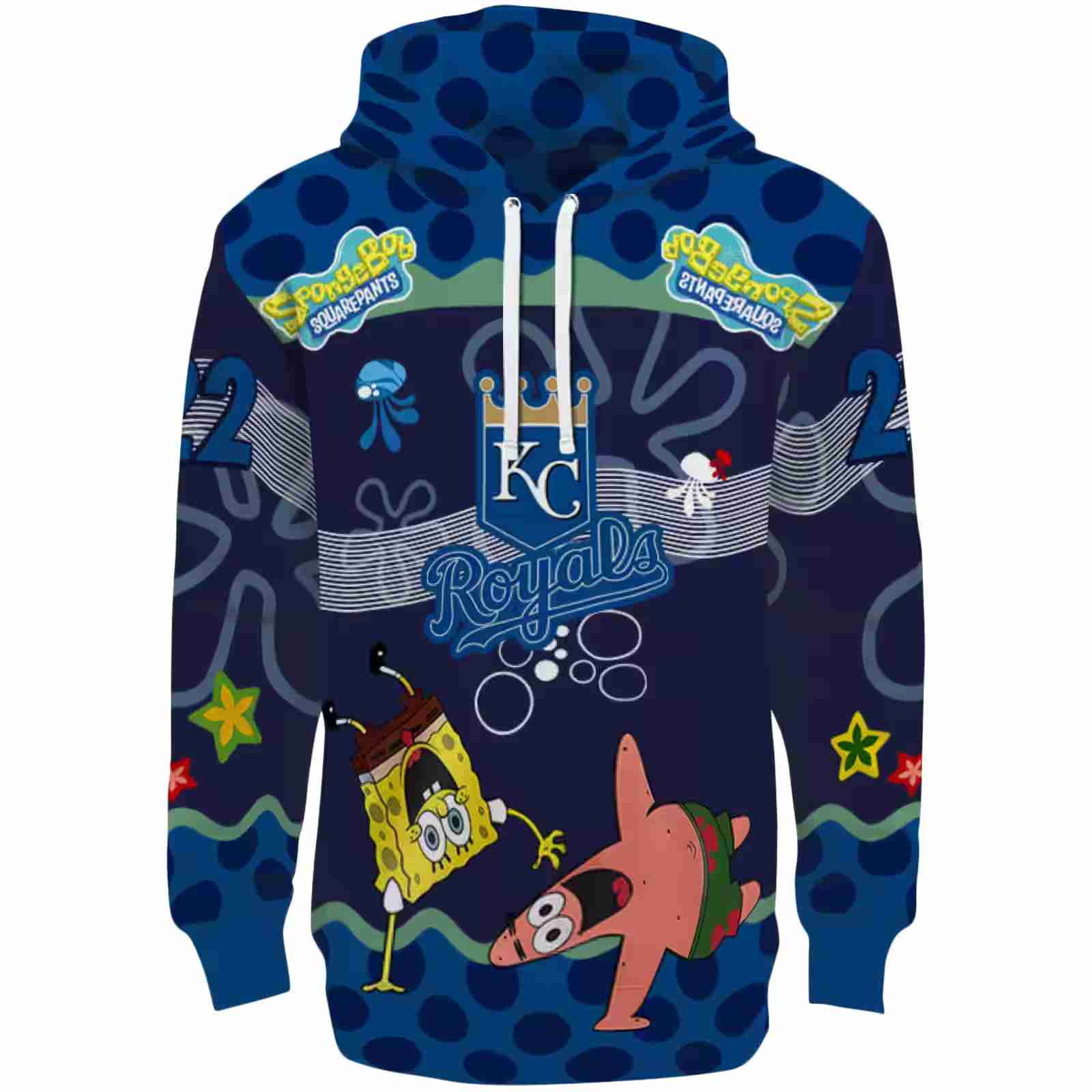 Customized Kansas City Royals Spongebob Patrick Star Royal Blue Navy Hoodie