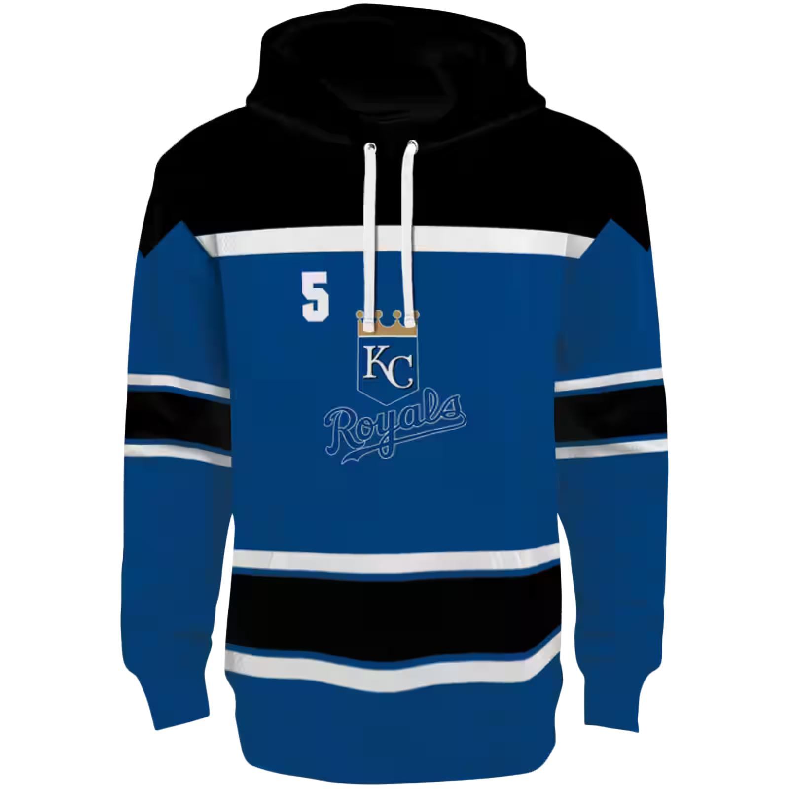 Customized Kansas City Royals Striped Pattern Royal Blue Hoodie