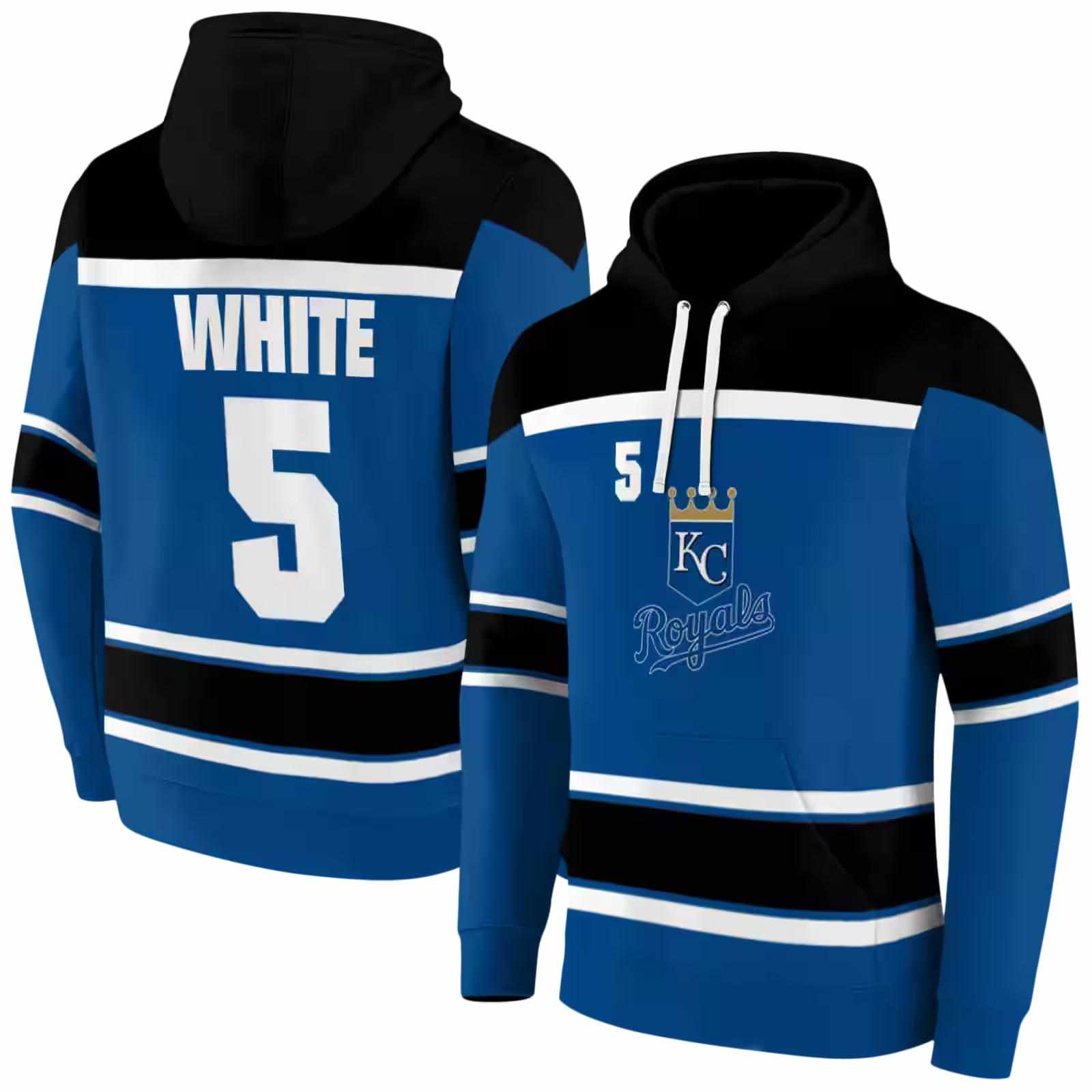 customized kansas city royals striped pattern royal blue hoodie fashion forward