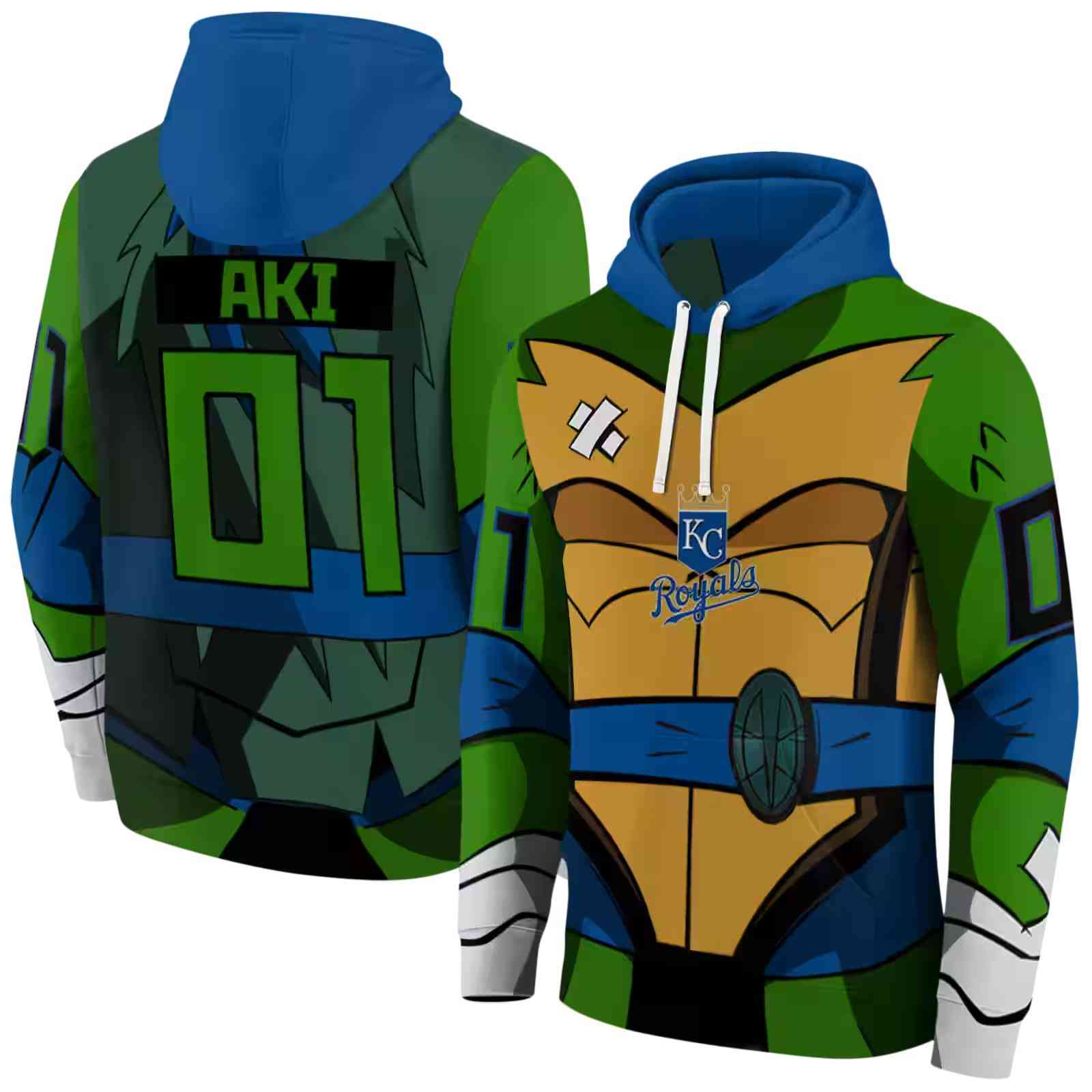 customized kansas city royals superhero armor royal blue green hoodie fashion forward