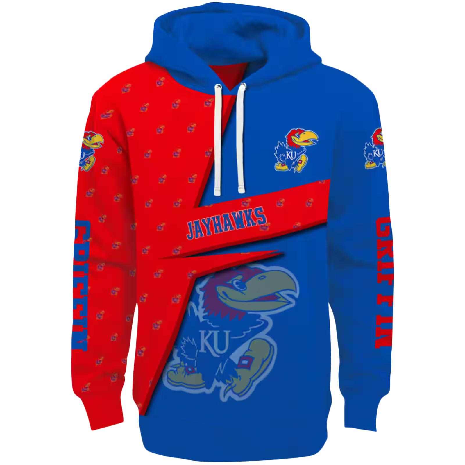 Customized Kansas Jayhawks Abstract Shape Blue Hoodie