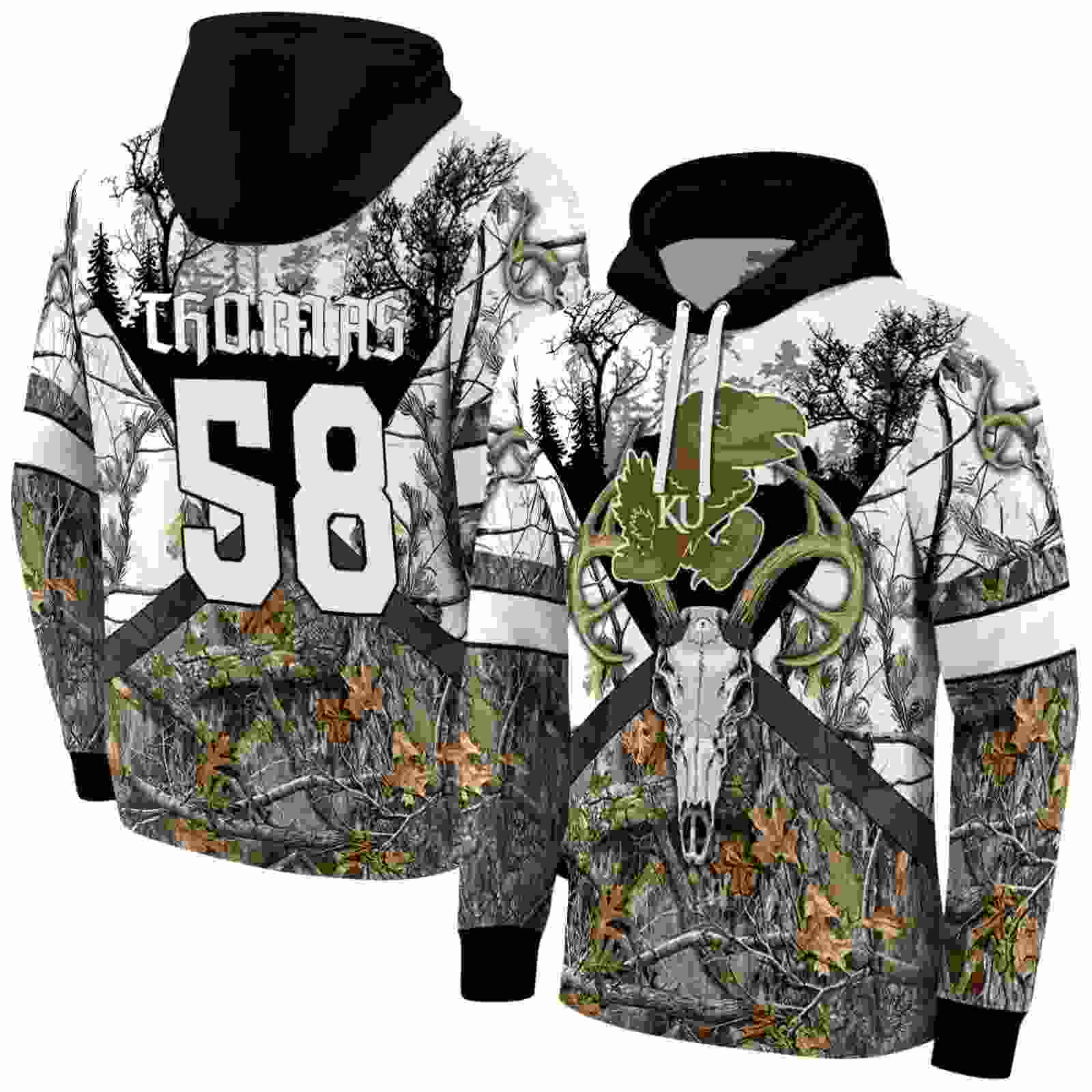 customized kansas jayhawks forest silhouette hoodie fashion forward