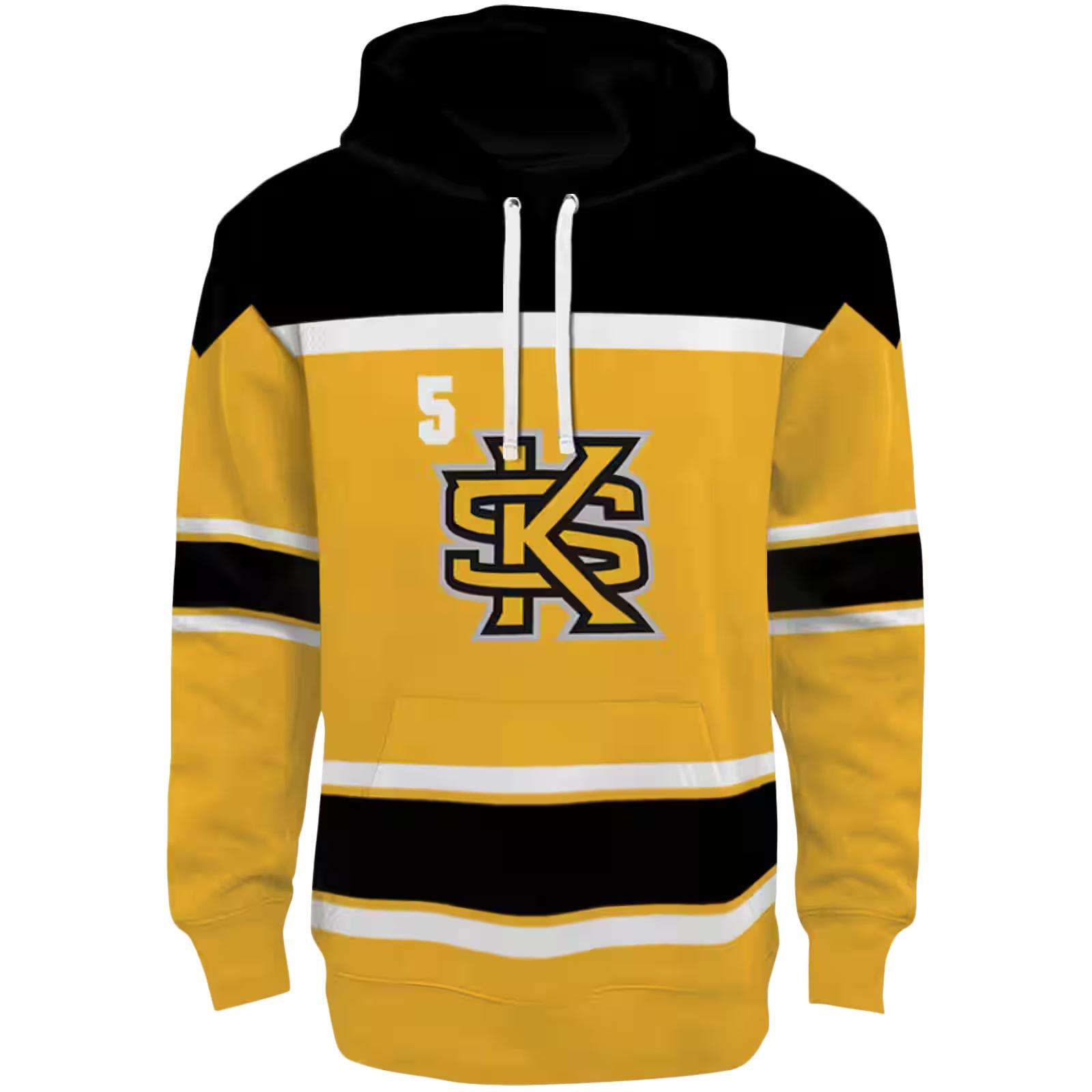 Customized Kennesaw State Owls Striped Pattern Gold Hoodie