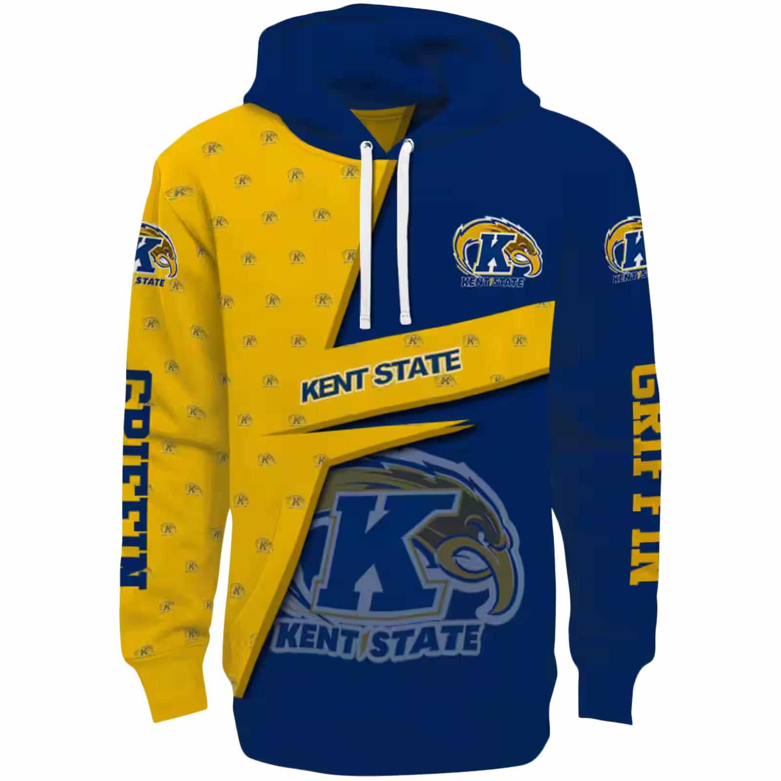 Customized Kent State Golden Flashes Abstract Shape Navy Blue Hoodie