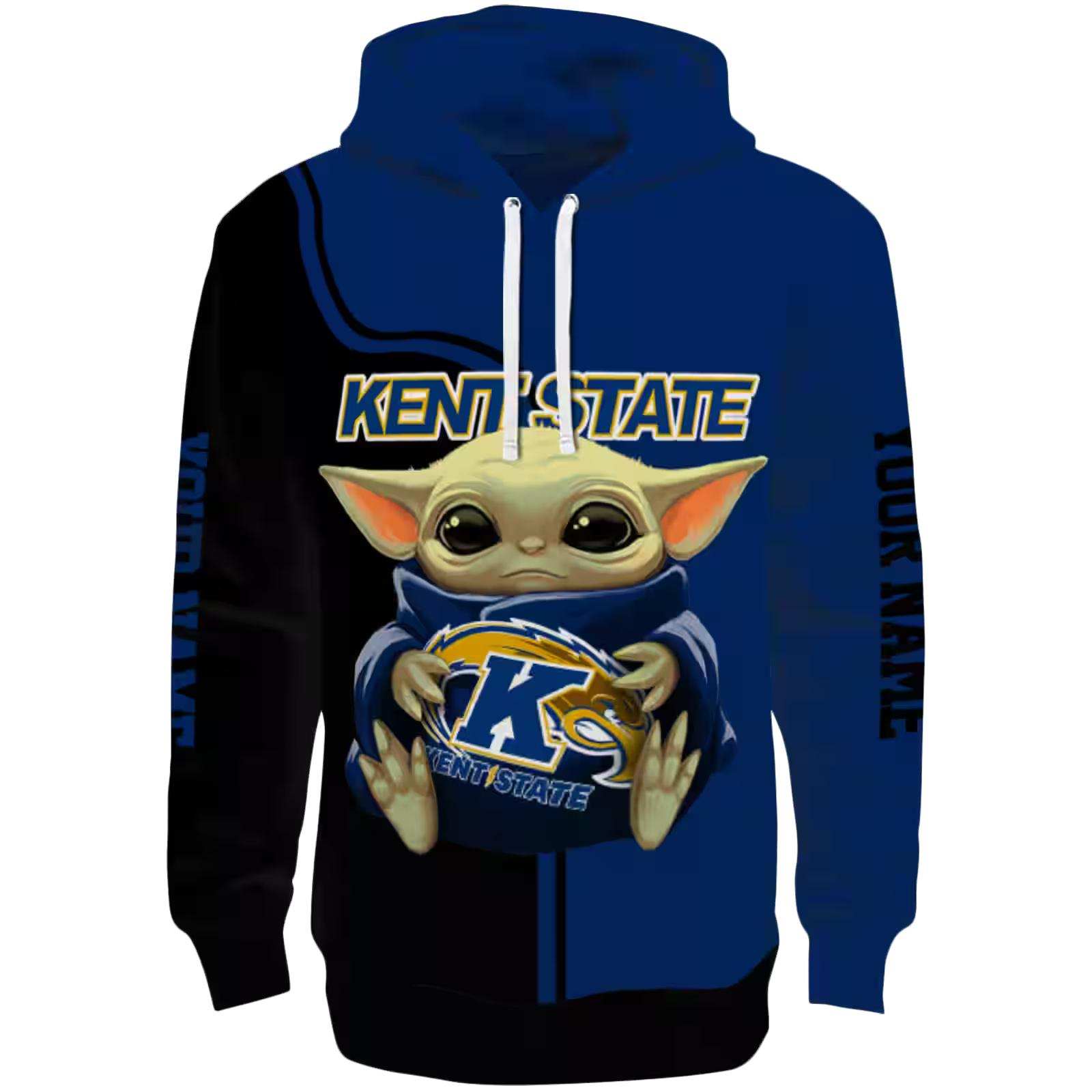 Customized Kent State Golden Flashes Baby Yoda Navy Blue Black Hoodie