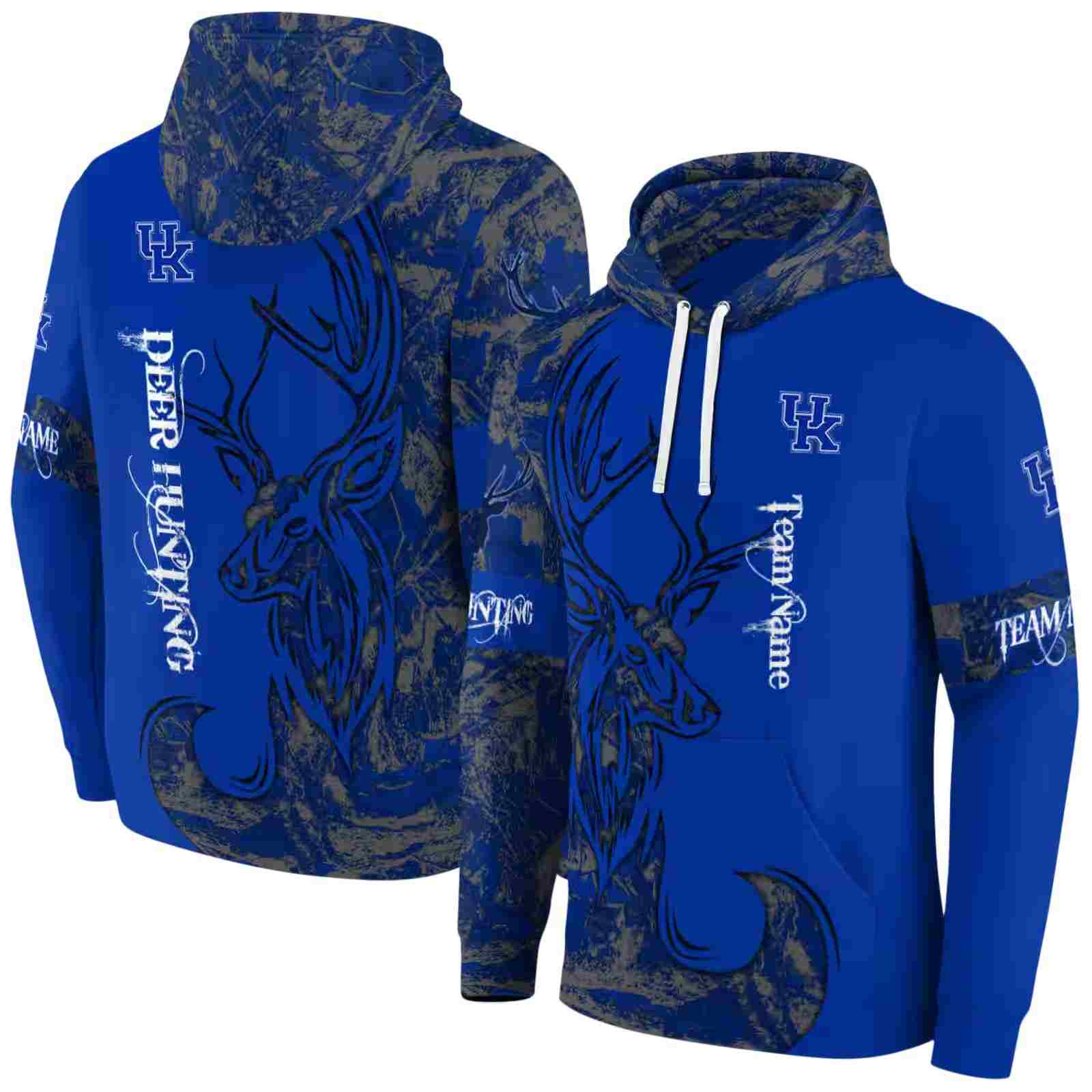 customized kentucky wildcats deer silhouette blue hoodie fashion forward