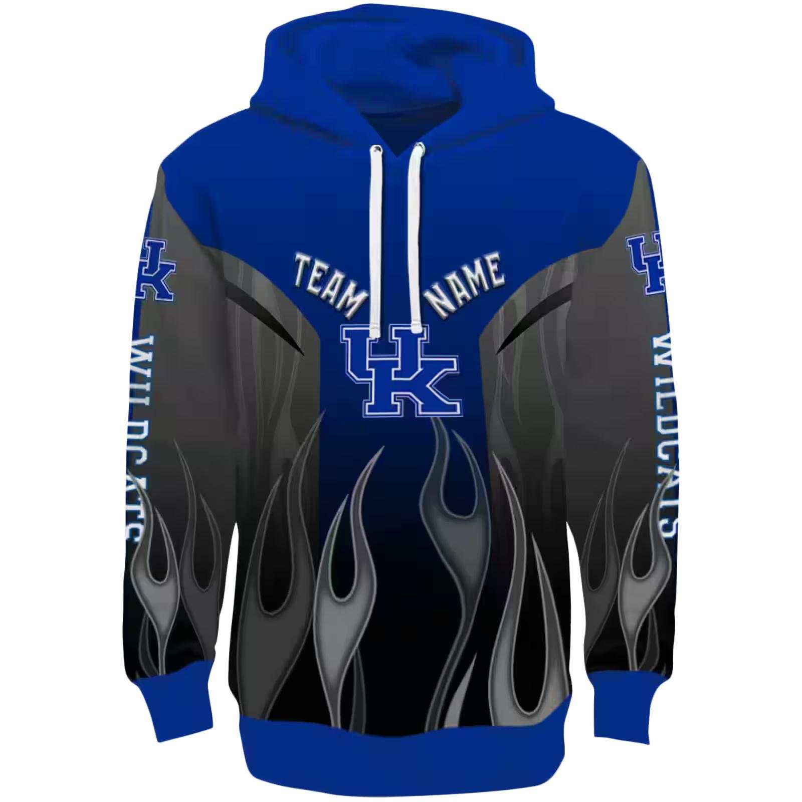 Customized Kentucky Wildcats Flame Design Blue Hoodie