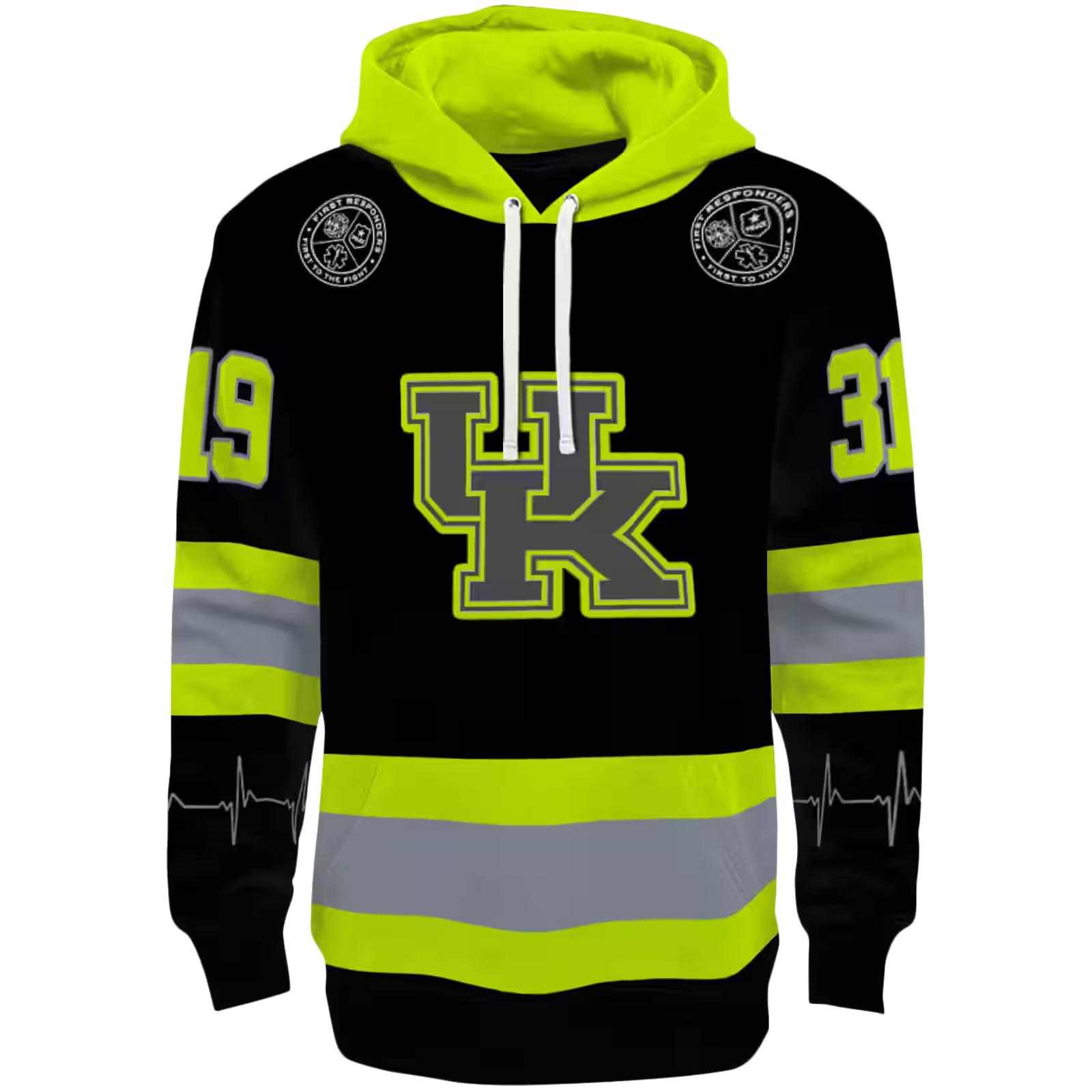 Customized Kentucky Wildcats Safety Motif Black Neon Green Hoodie