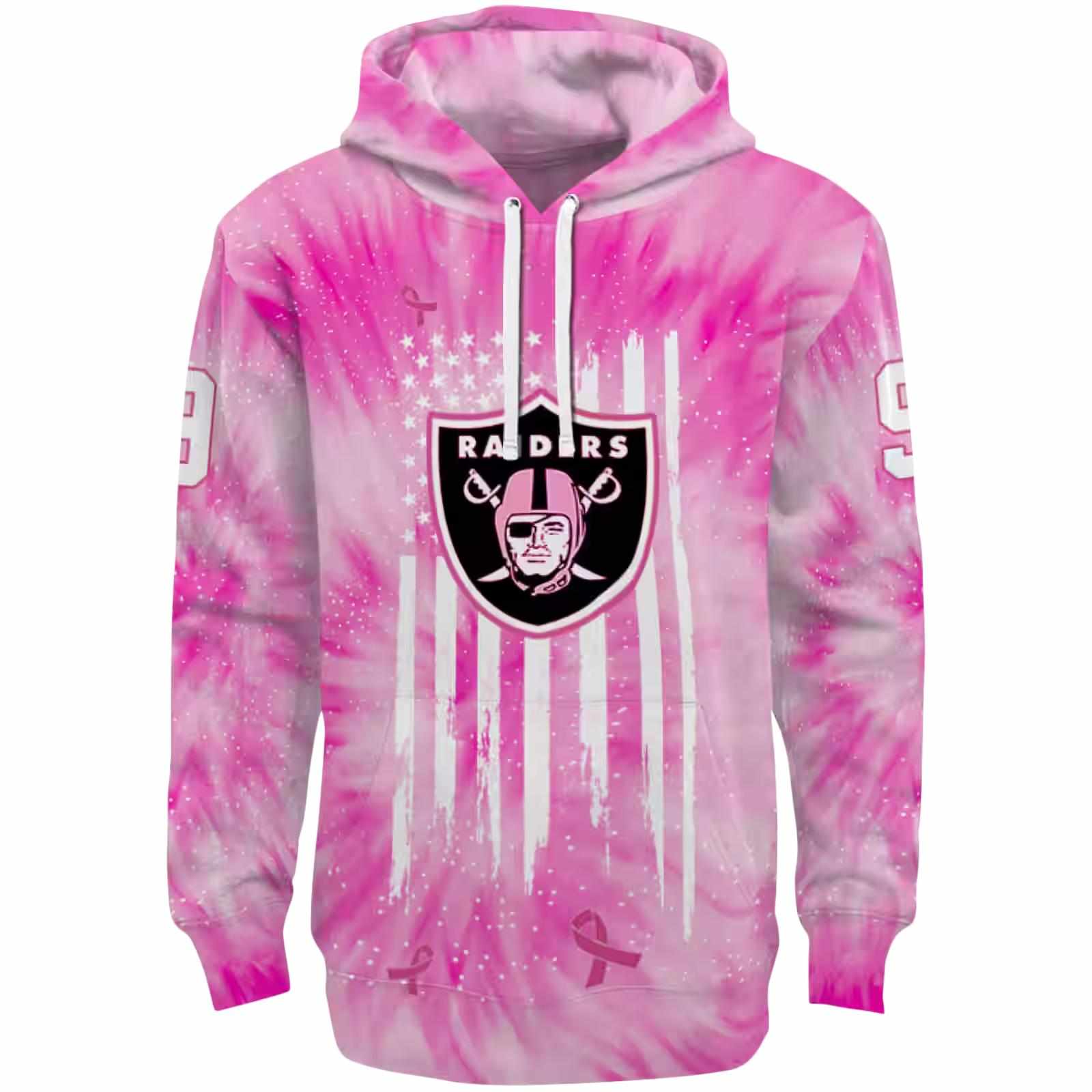 Customized Las Vegas Raiders Cancer Support Pink Hoodie