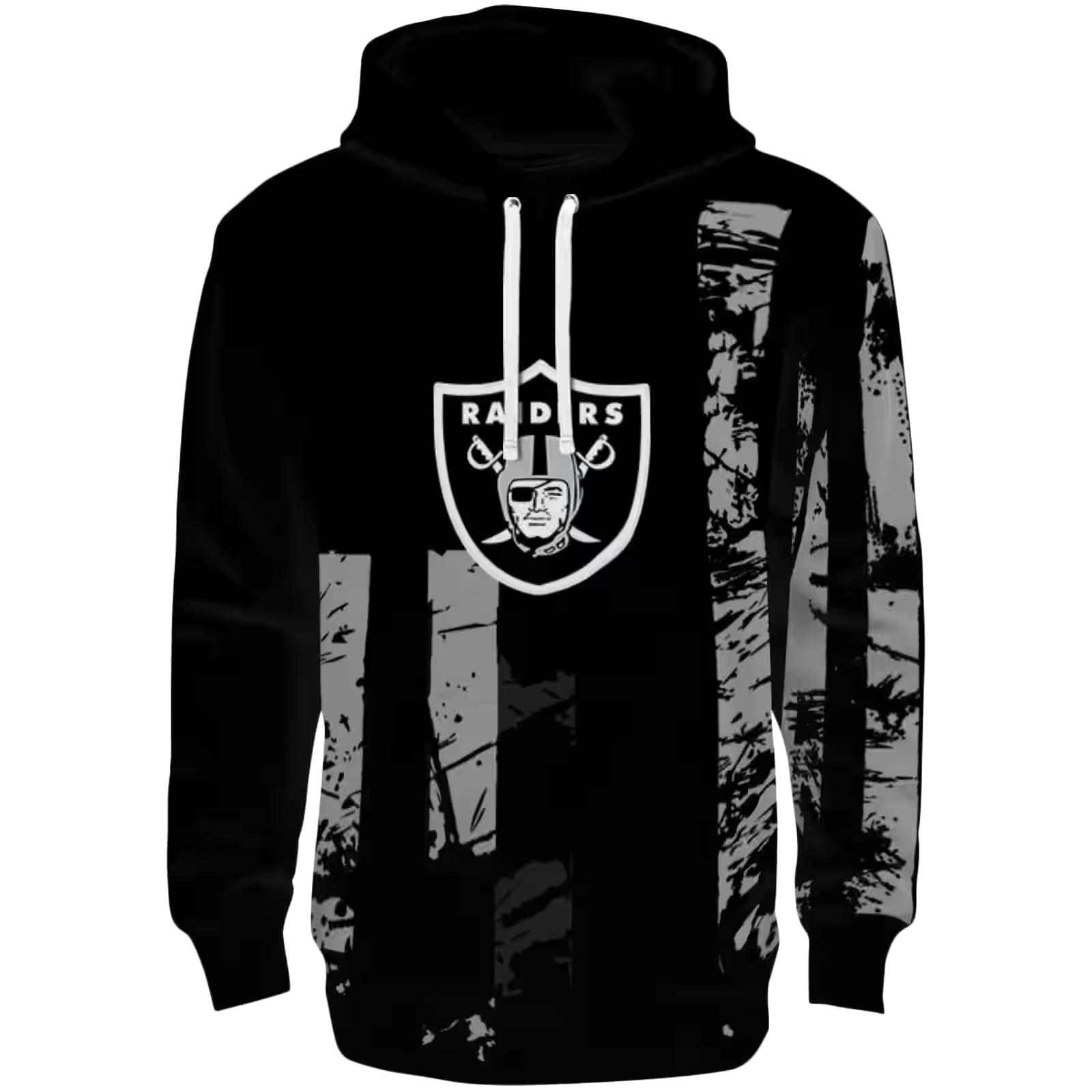 Customized Las Vegas Raiders Distressed Flag Black Hoodie