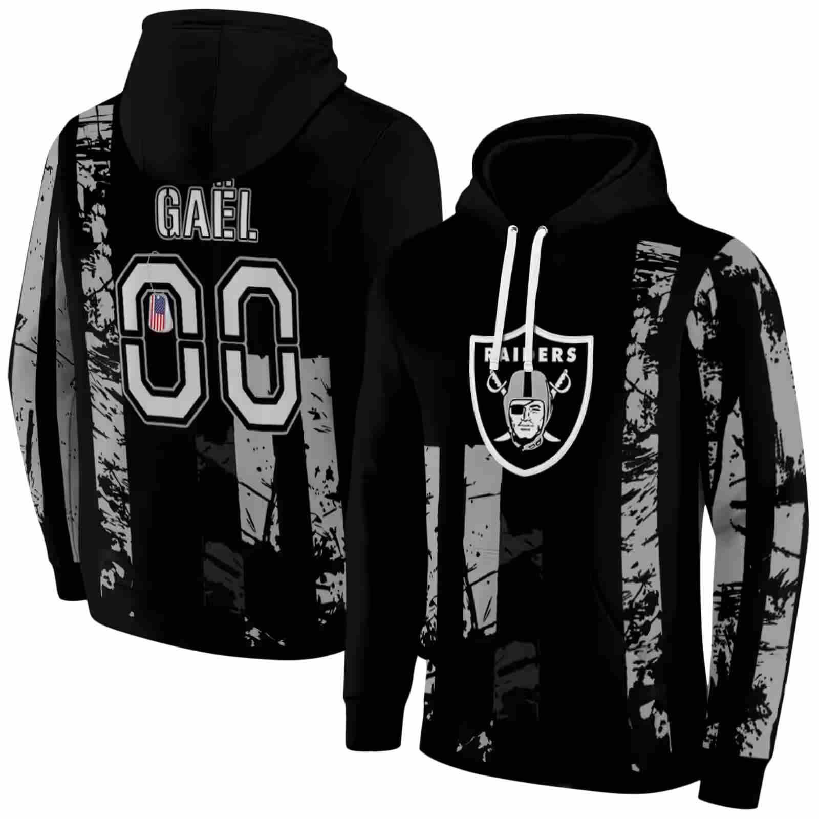 customized las vegas raiders distressed flag black hoodie fashion forward