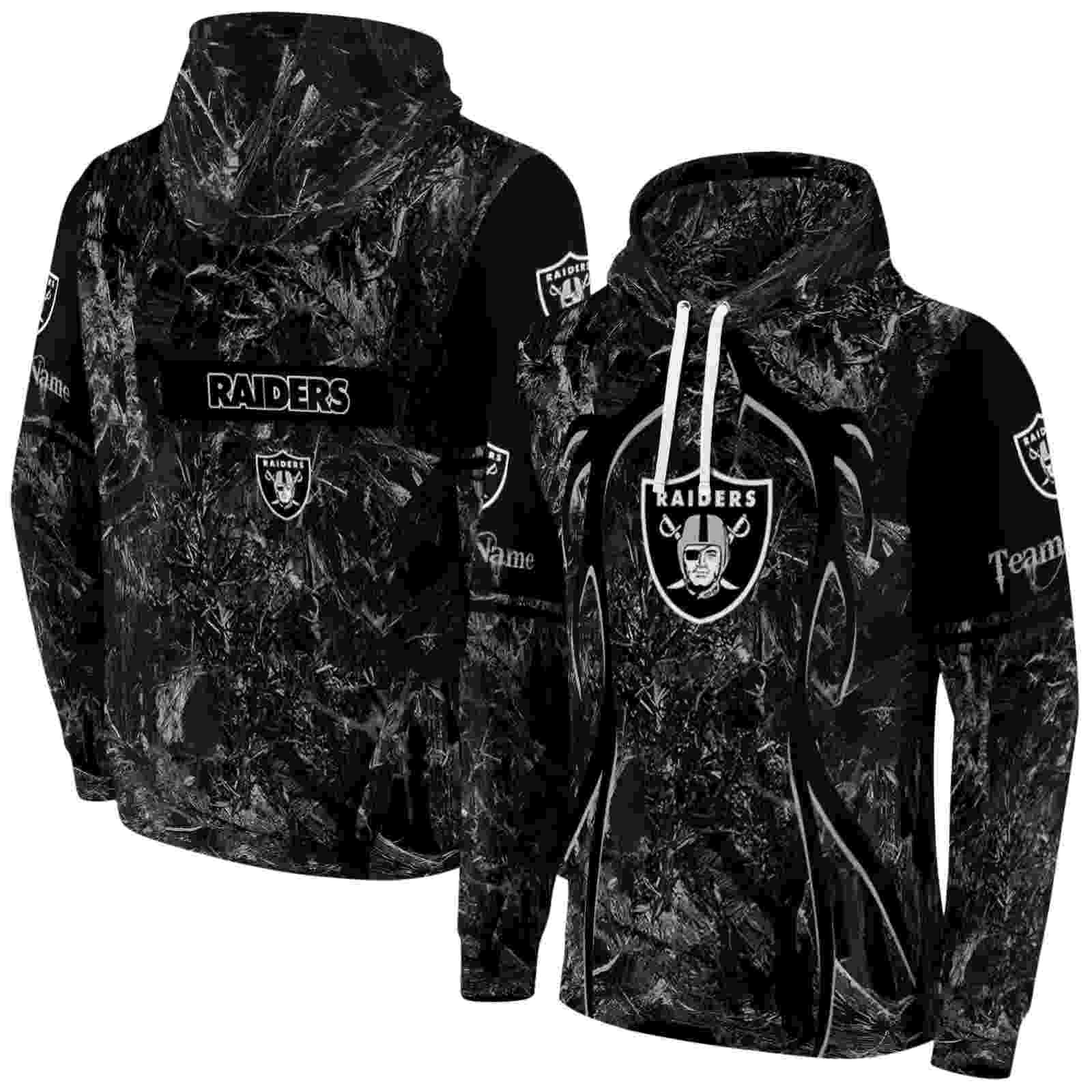 customized las vegas raiders hunting theme black hoodie fashion forward