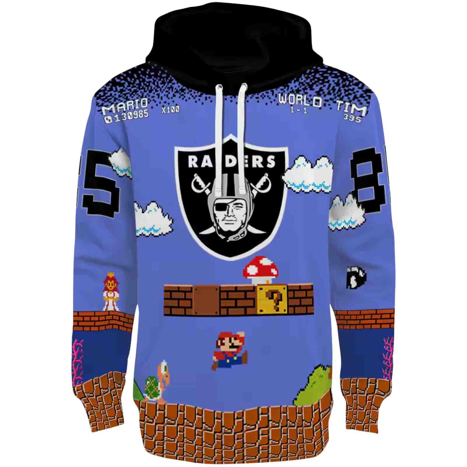 Customized Las Vegas Raiders Mario Blue Black Hoodie