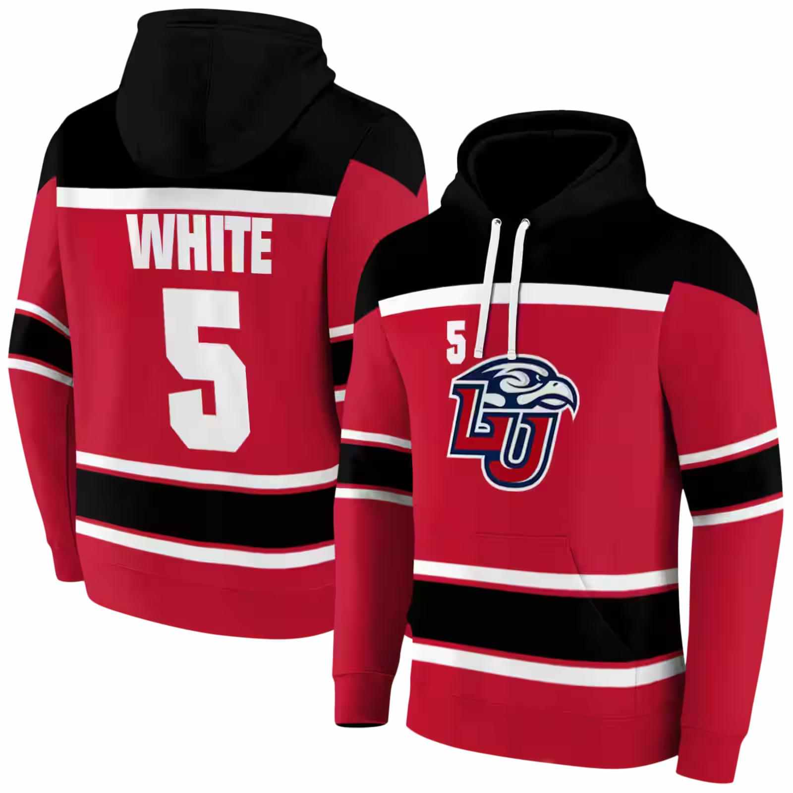 customized liberty flames striped pattern red hoodie fashion forward