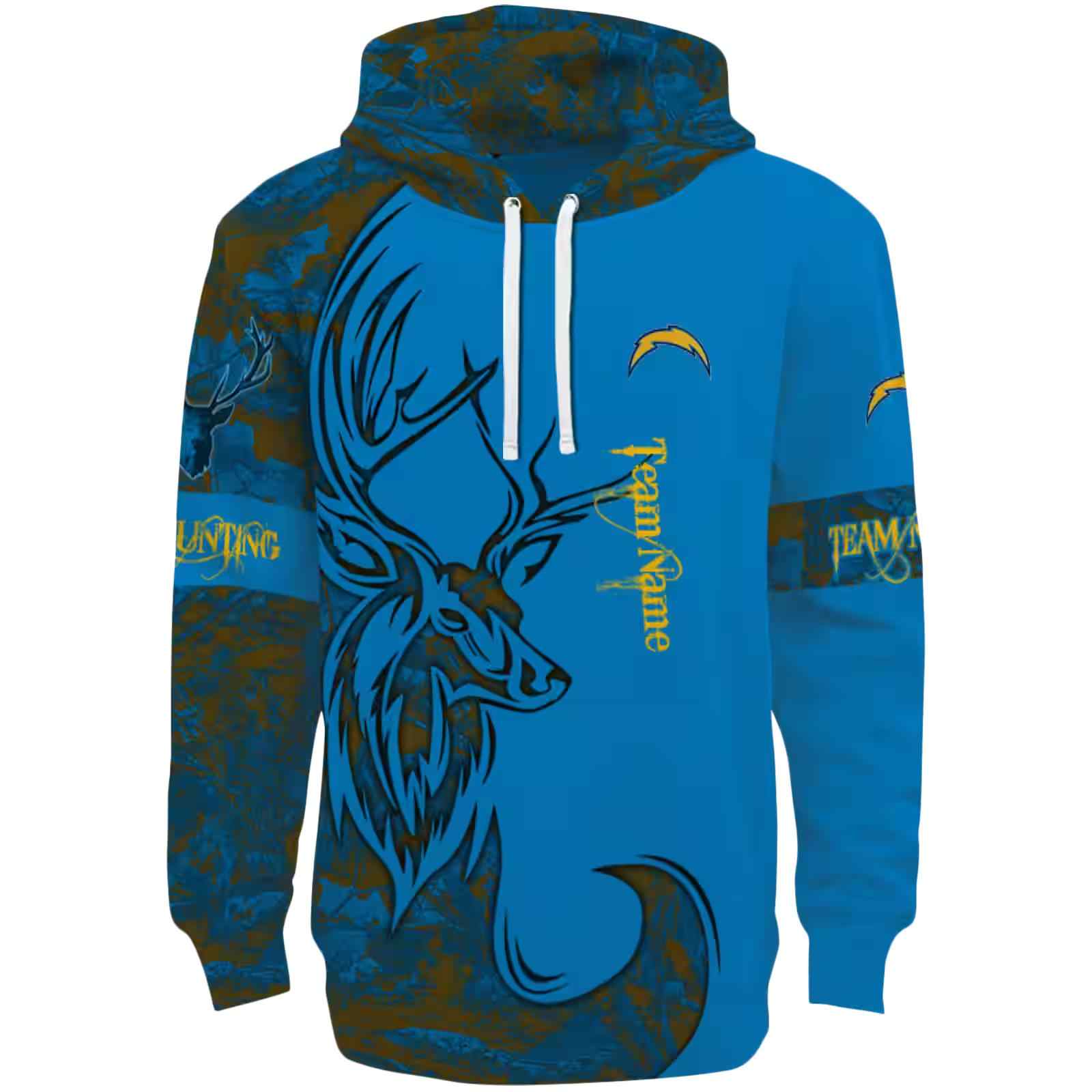 Customized Los Angeles Chargers Deer Silhouette Blue Hoodie