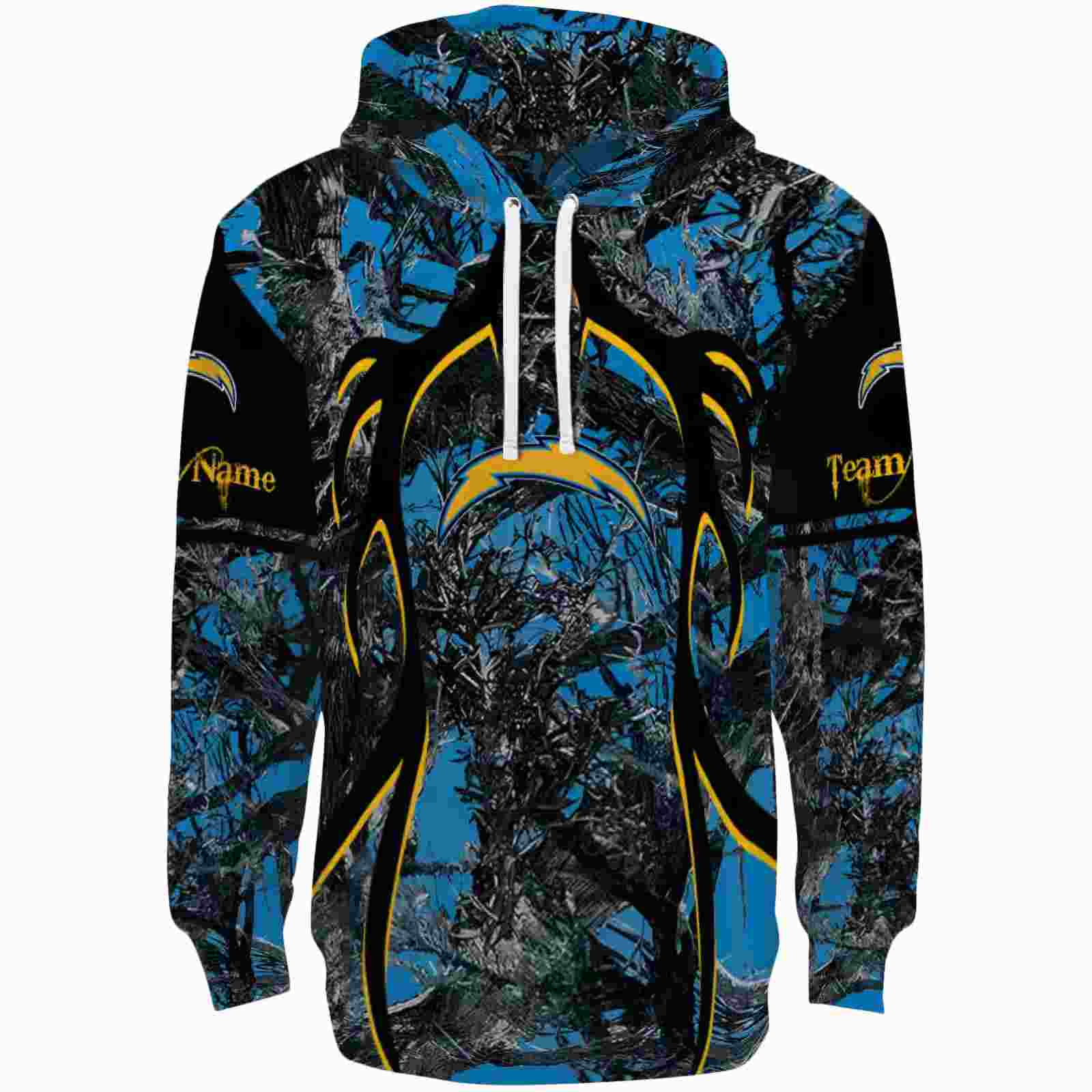 Customized Los Angeles Chargers Hunting Theme Blue Black Hoodie