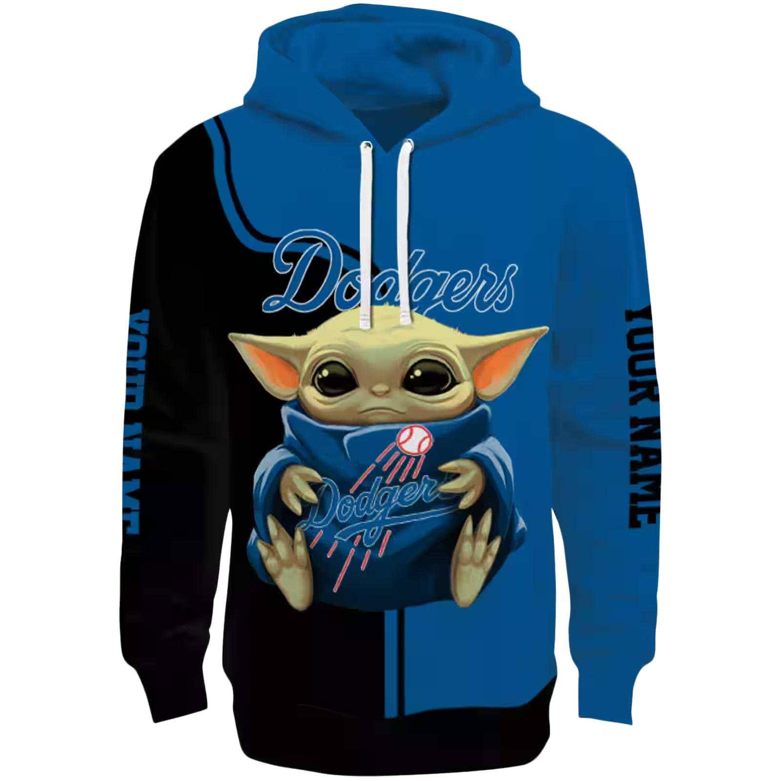 Customized Los Angeles Dodgers Baby Yoda Blue Black Hoodie