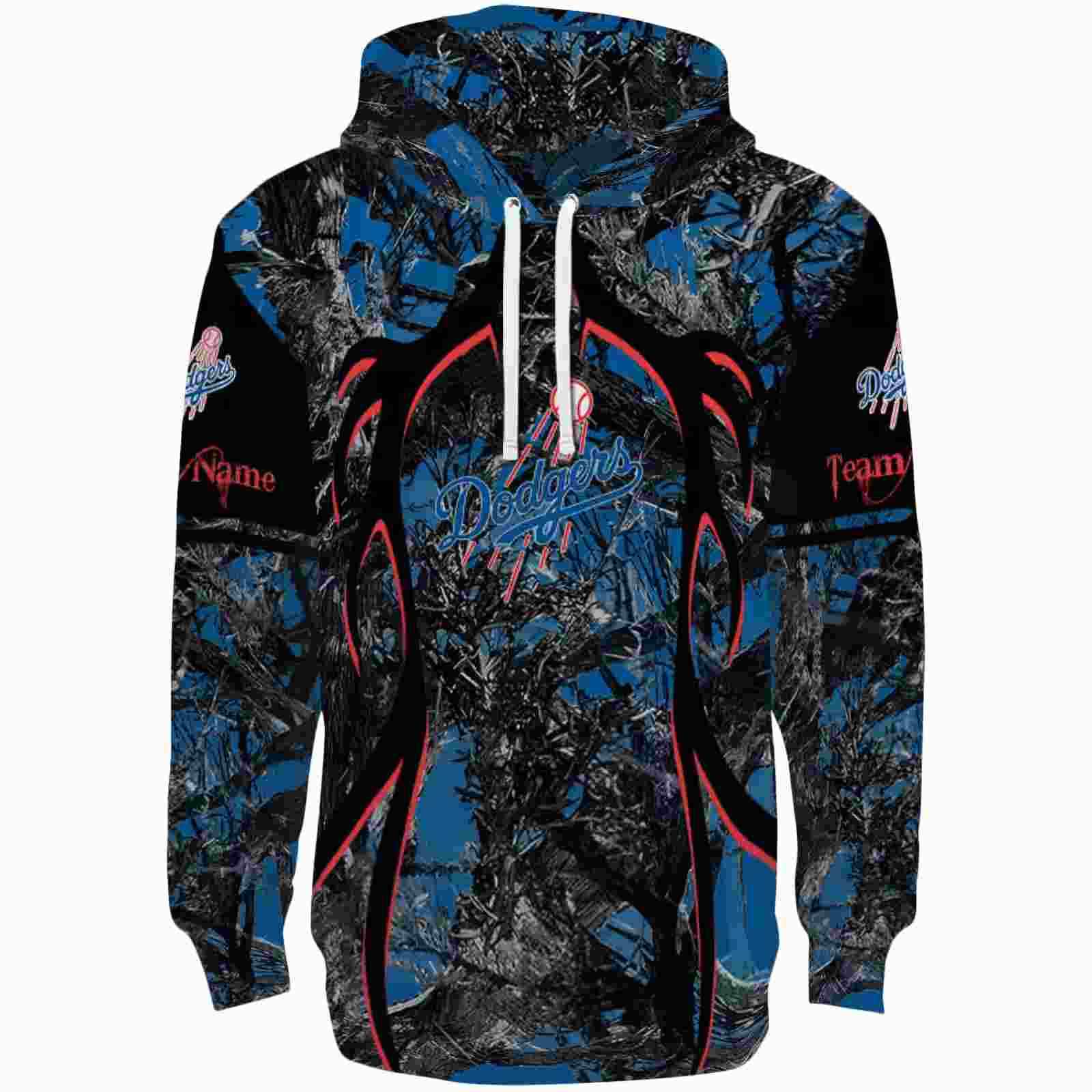 Customized Los Angeles Dodgers Hunting Theme Blue Black Hoodie