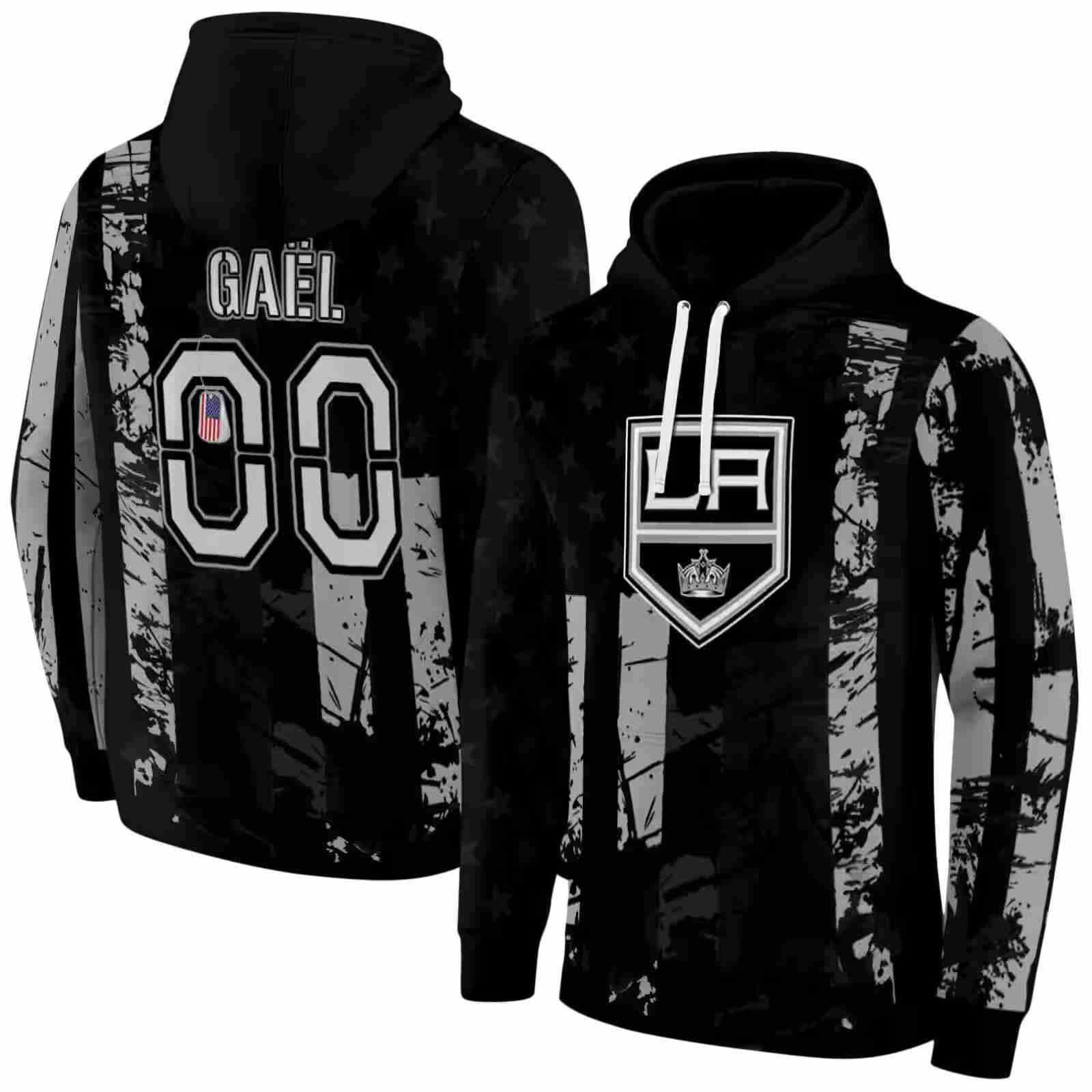 customized los angeles kings distressed flag black hoodie fashion forward