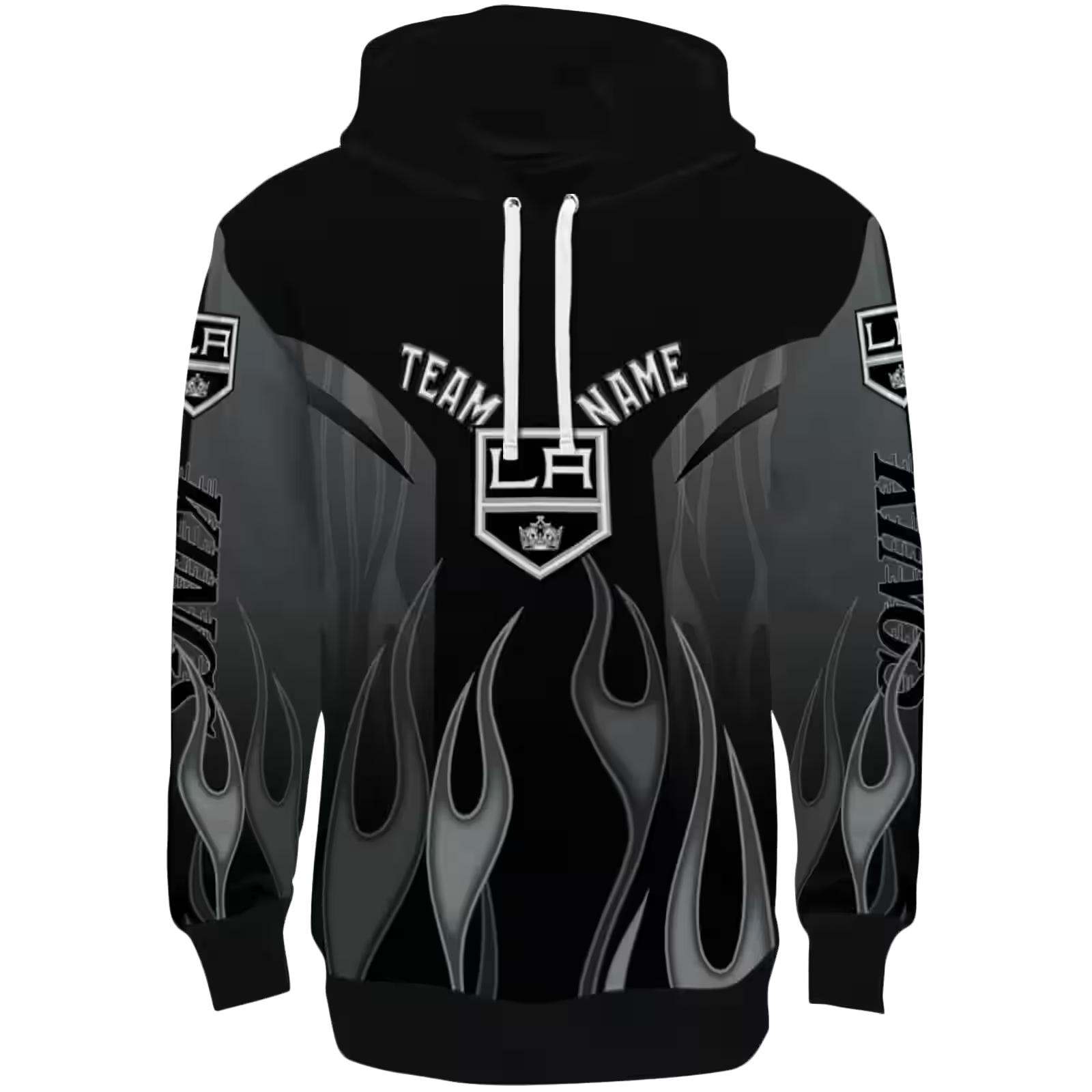 Customized Los Angeles Kings Flame Design Black Hoodie