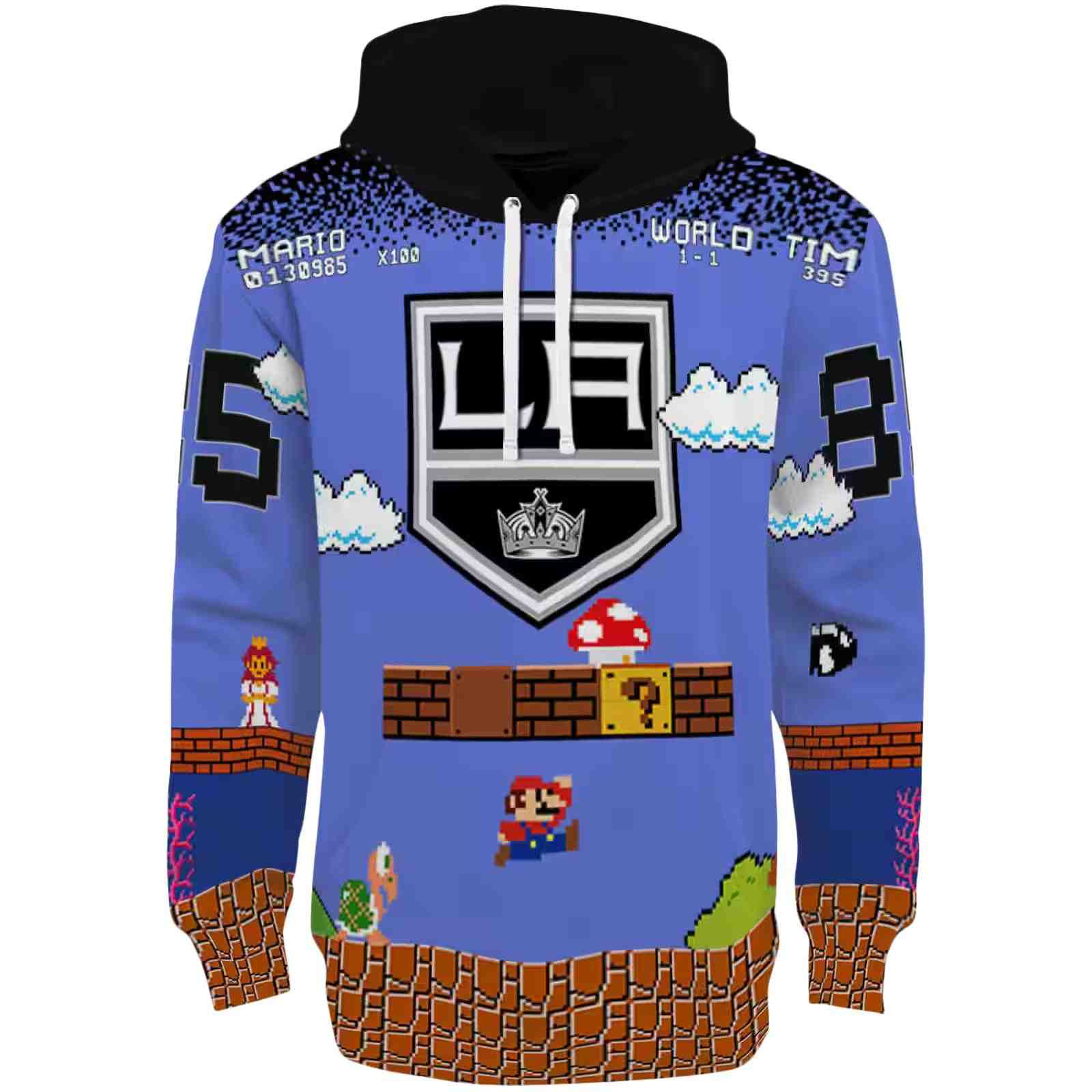 Customized Los Angeles Kings Mario Blue Black Hoodie