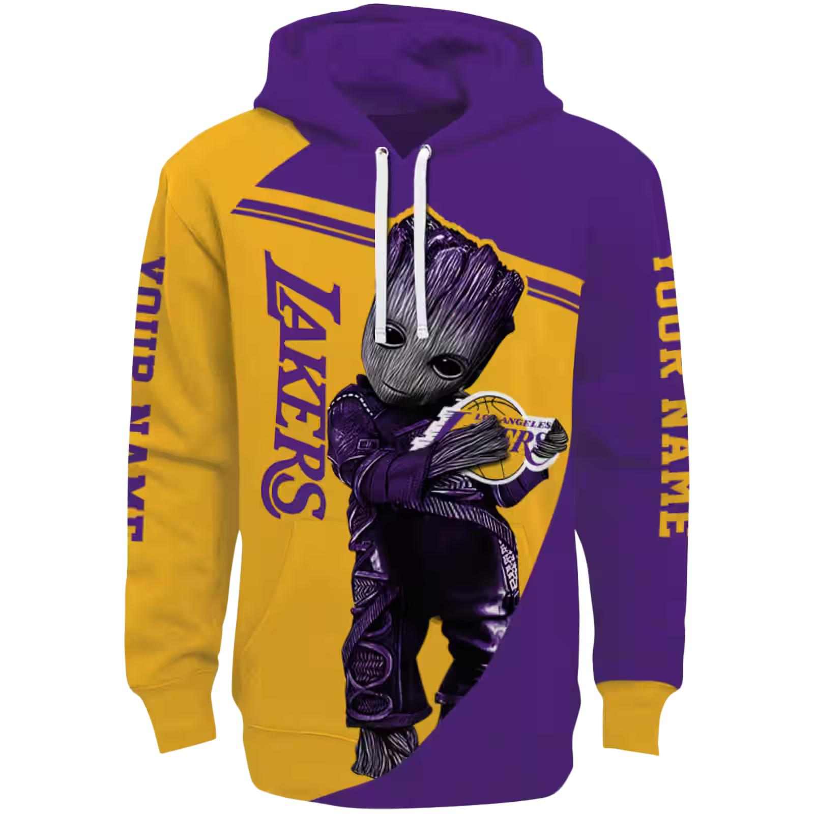 Customized Los Angeles Lakers Groot Purple Hoodie