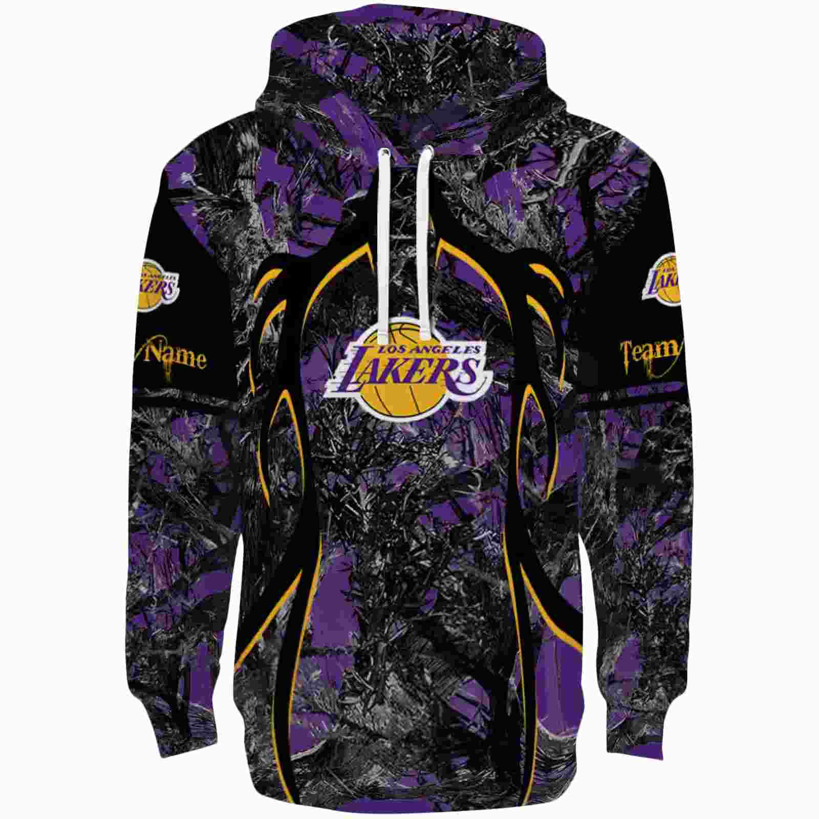 Customized Los Angeles Lakers Hunting Theme Purple Black Hoodie