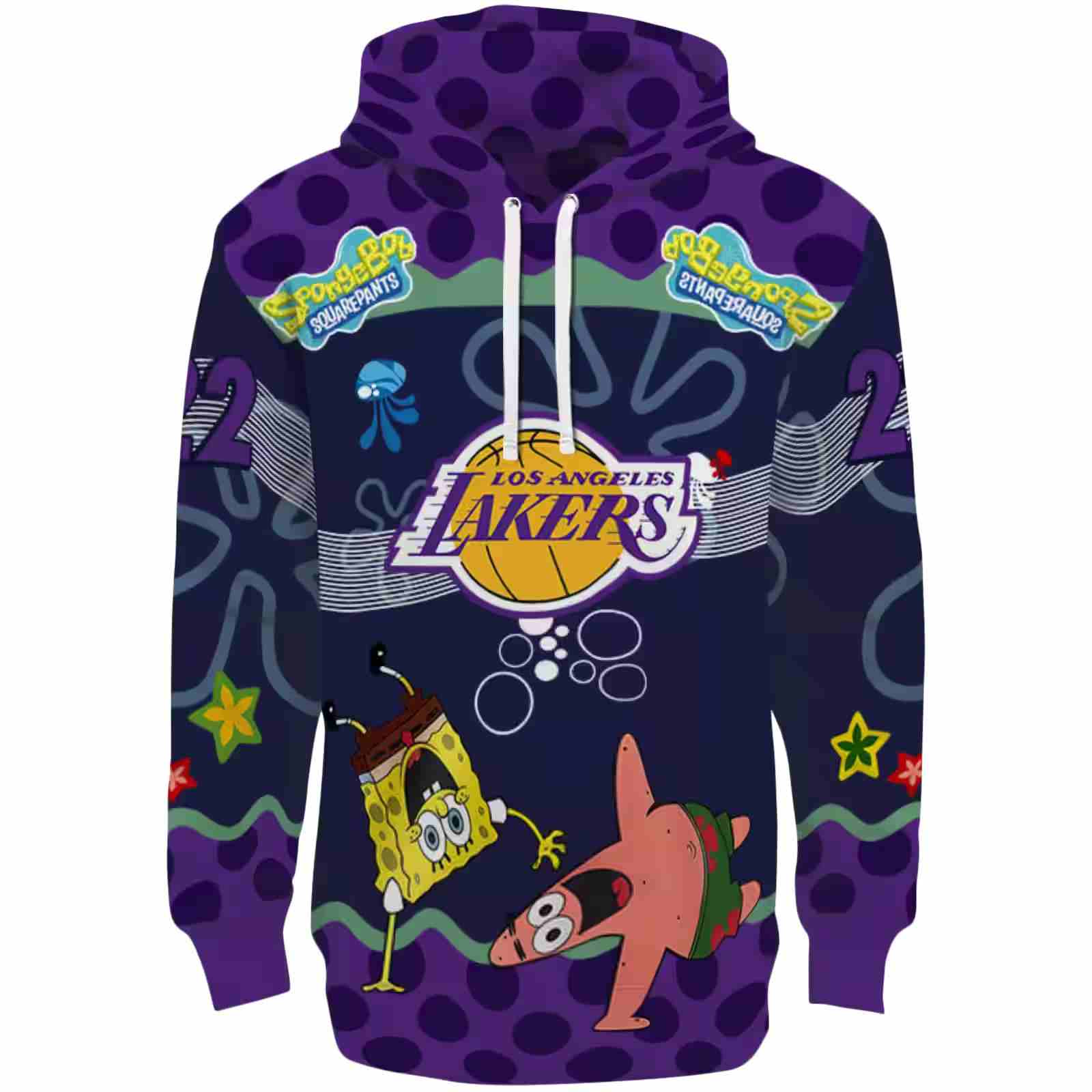 Customized Los Angeles Lakers Spongebob Patrick Star Purple Navy Hoodie