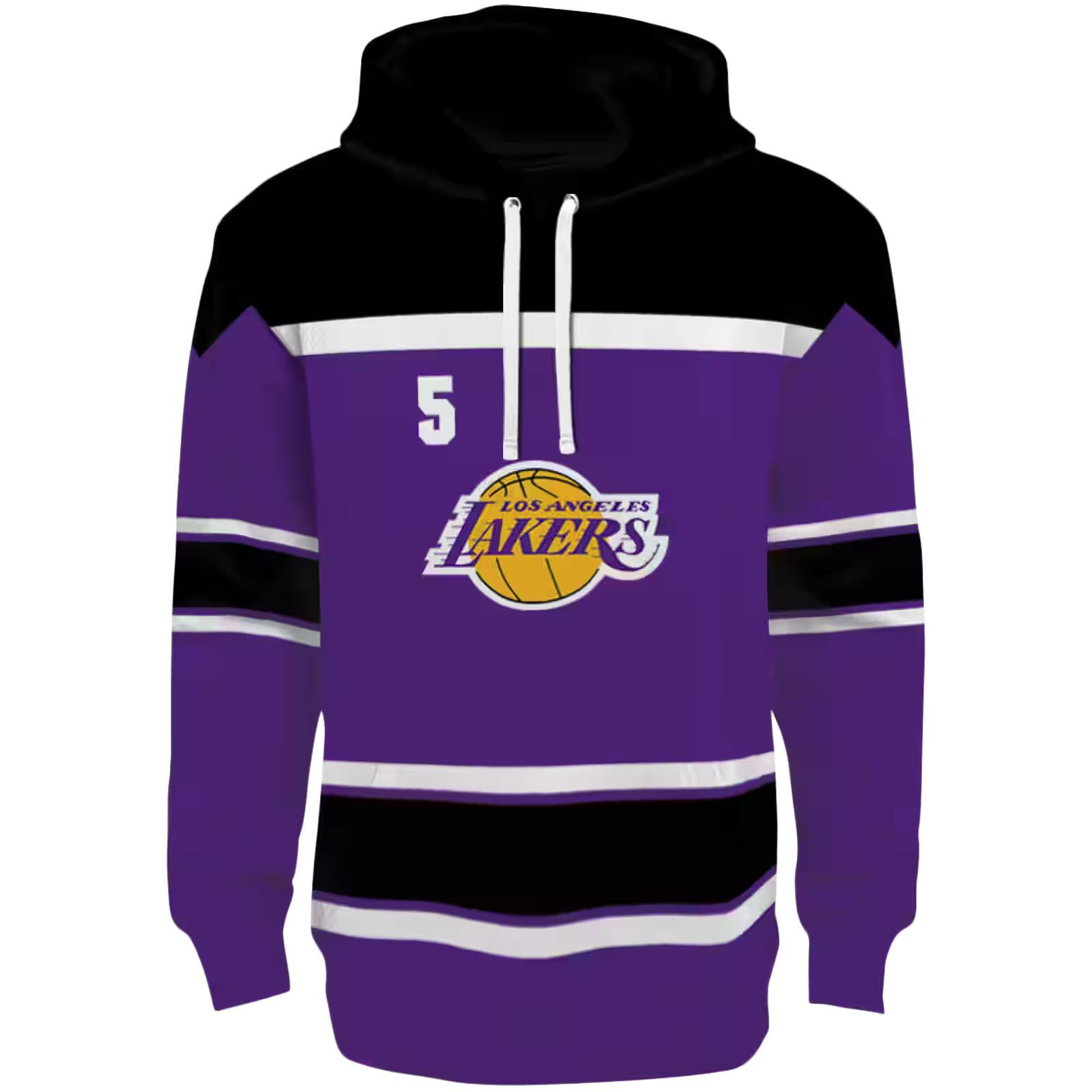 Customized Los Angeles Lakers Striped Pattern Purple Hoodie