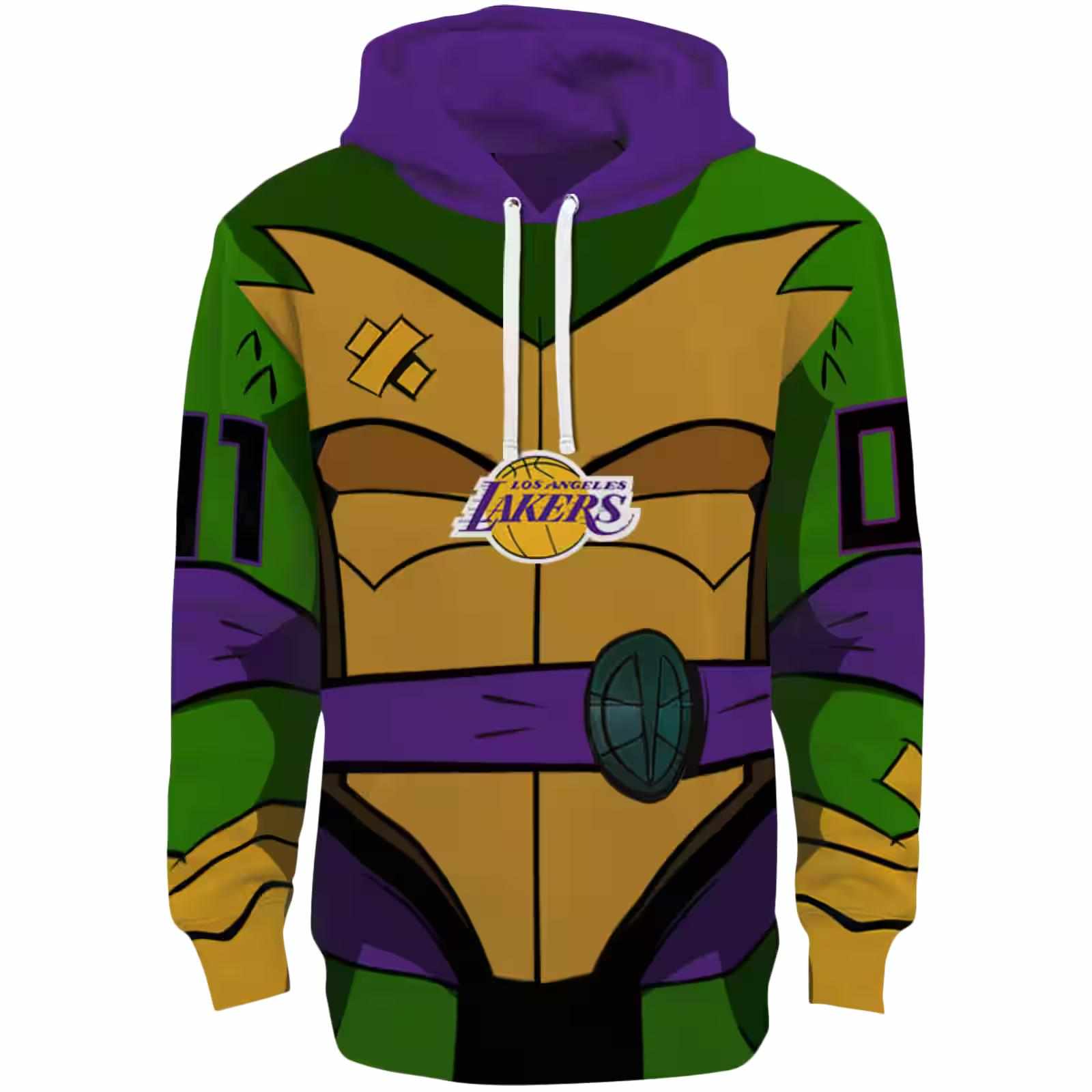 Customized Los Angeles Lakers Superhero Armor Purple Green Hoodie