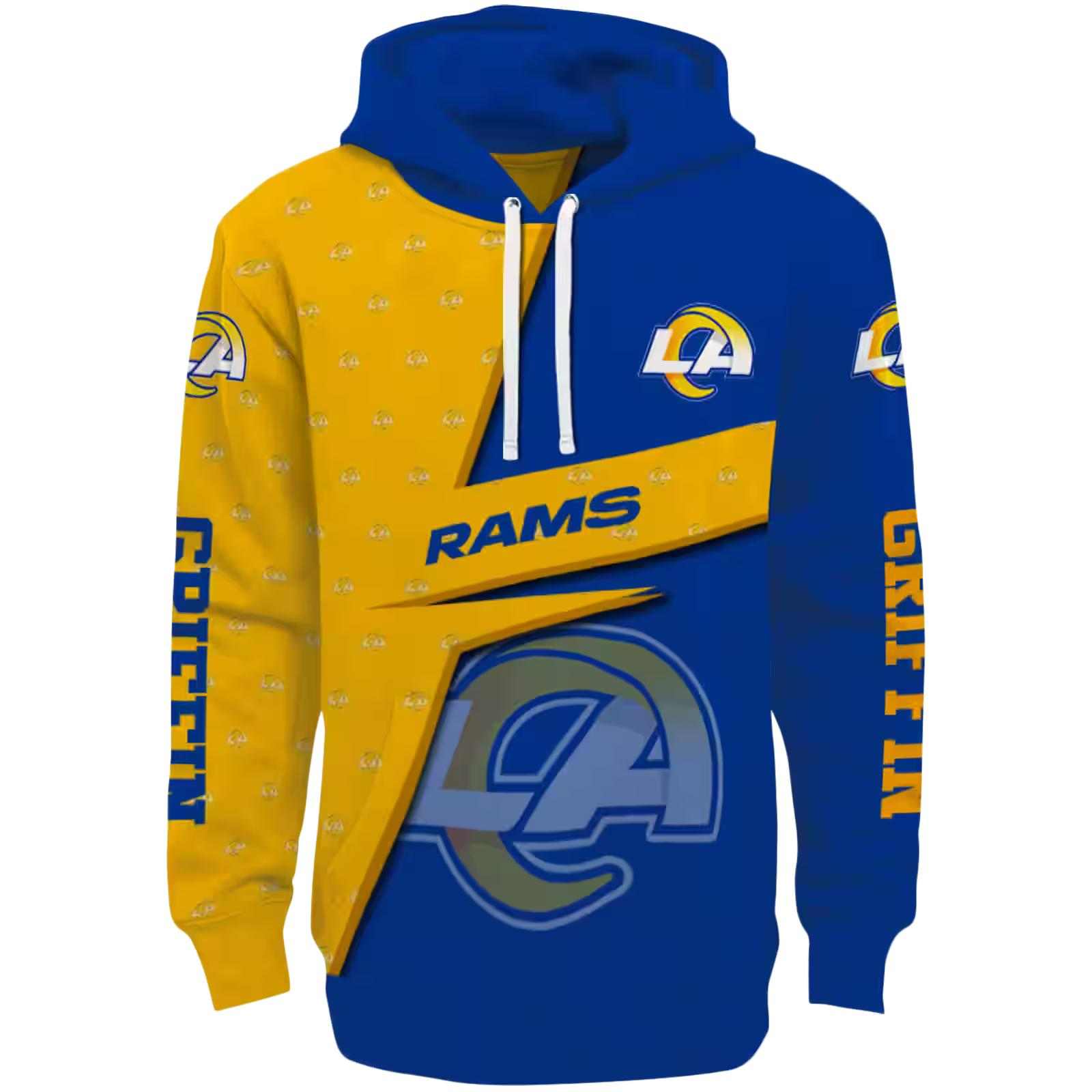 Customized Los Angeles Rams Abstract Shape Blue Hoodie