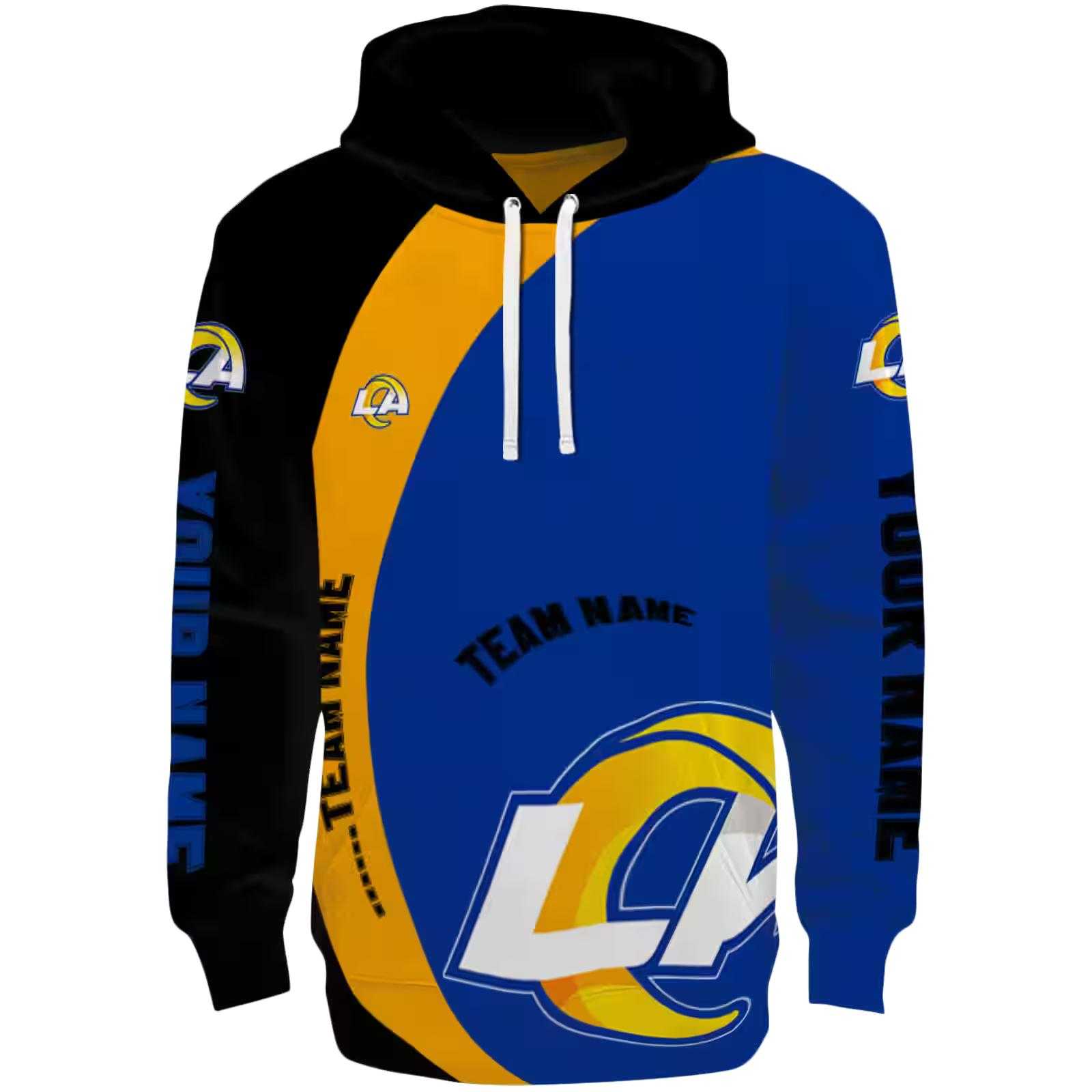 Customized Los Angeles Rams Minimalist Design Blue Black Hoodie