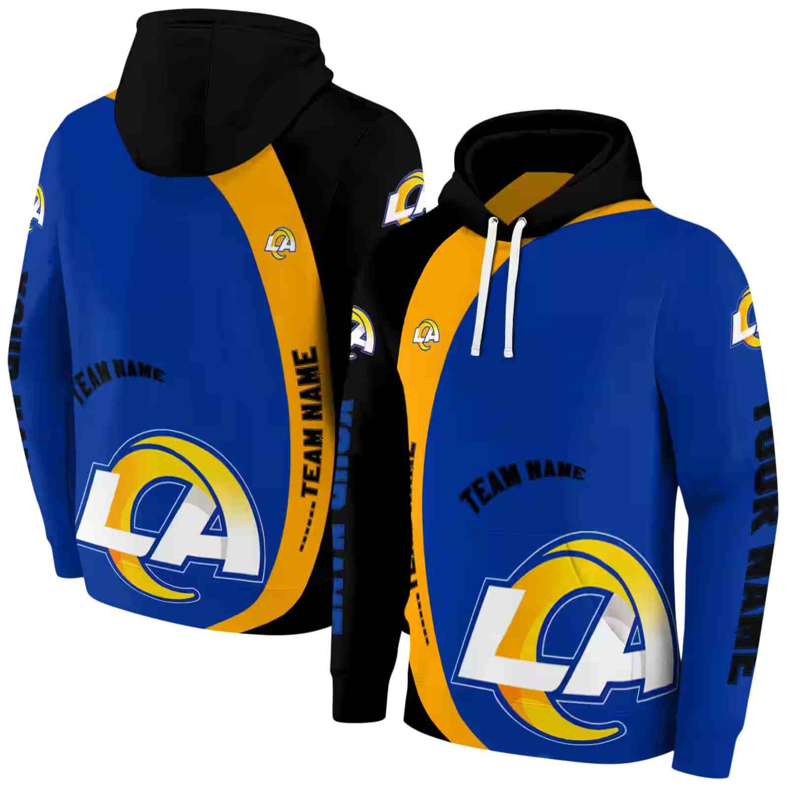 customized los angeles rams minimalist design blue black hoodie fashion forward