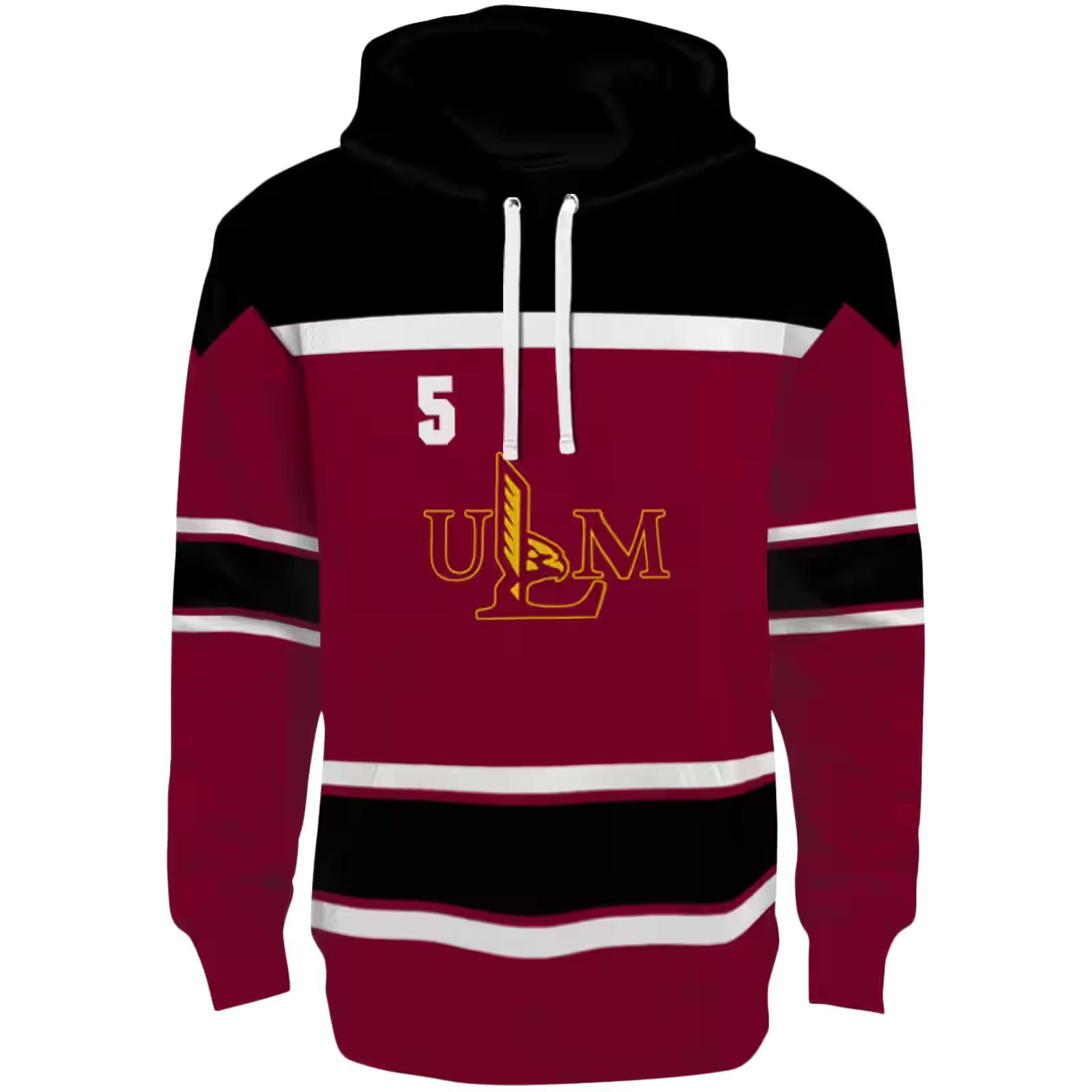 Customized Louisiana-Monroe Warhawks Striped Pattern Red Hoodie