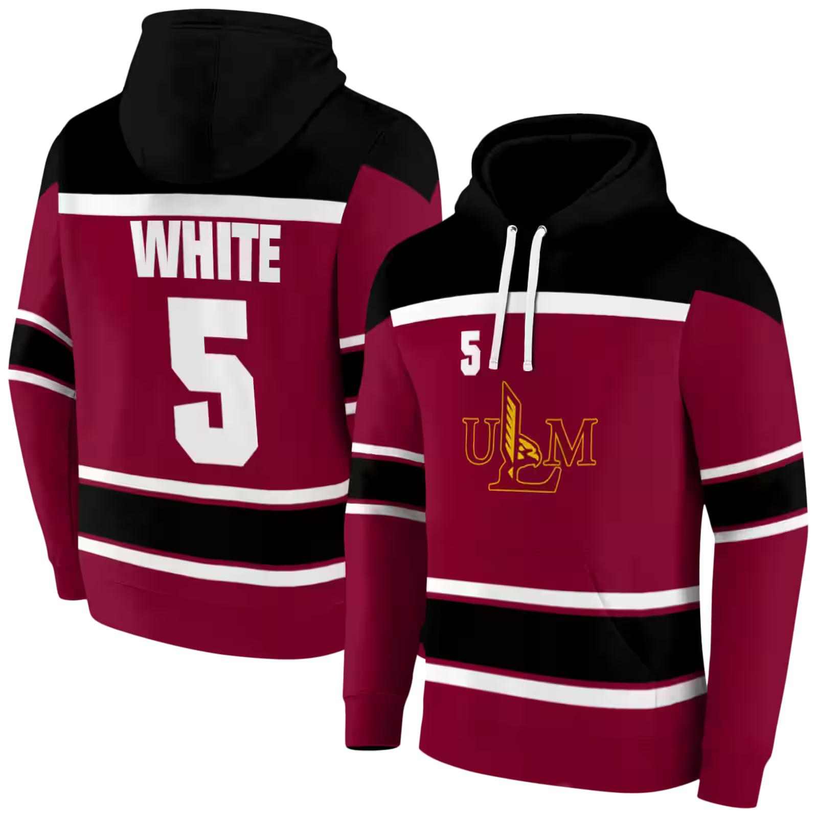 customized louisiana monroe warhawks striped pattern red hoodie fashion forward