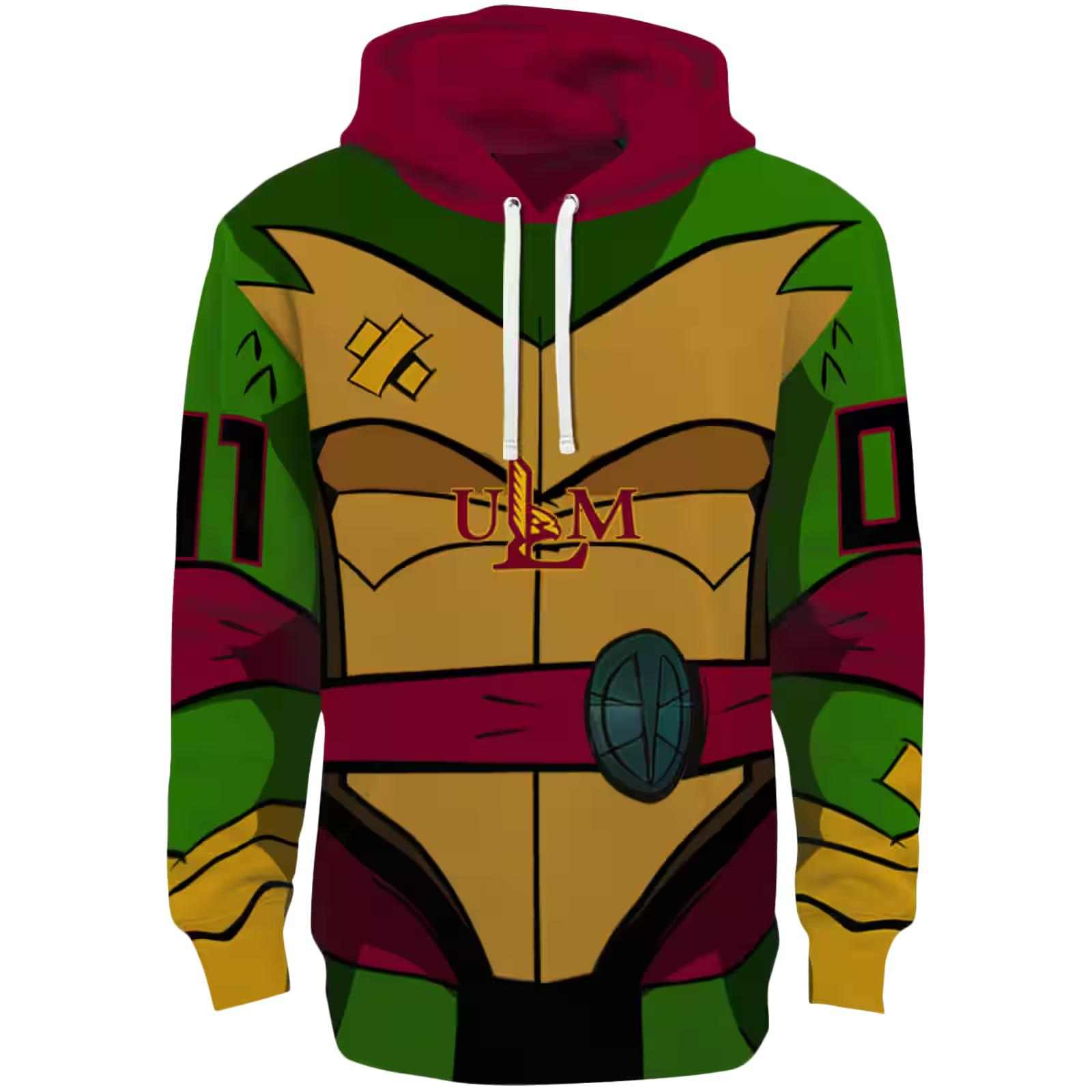Customized Louisiana-Monroe Warhawks Superhero Armor Red Green Hoodie