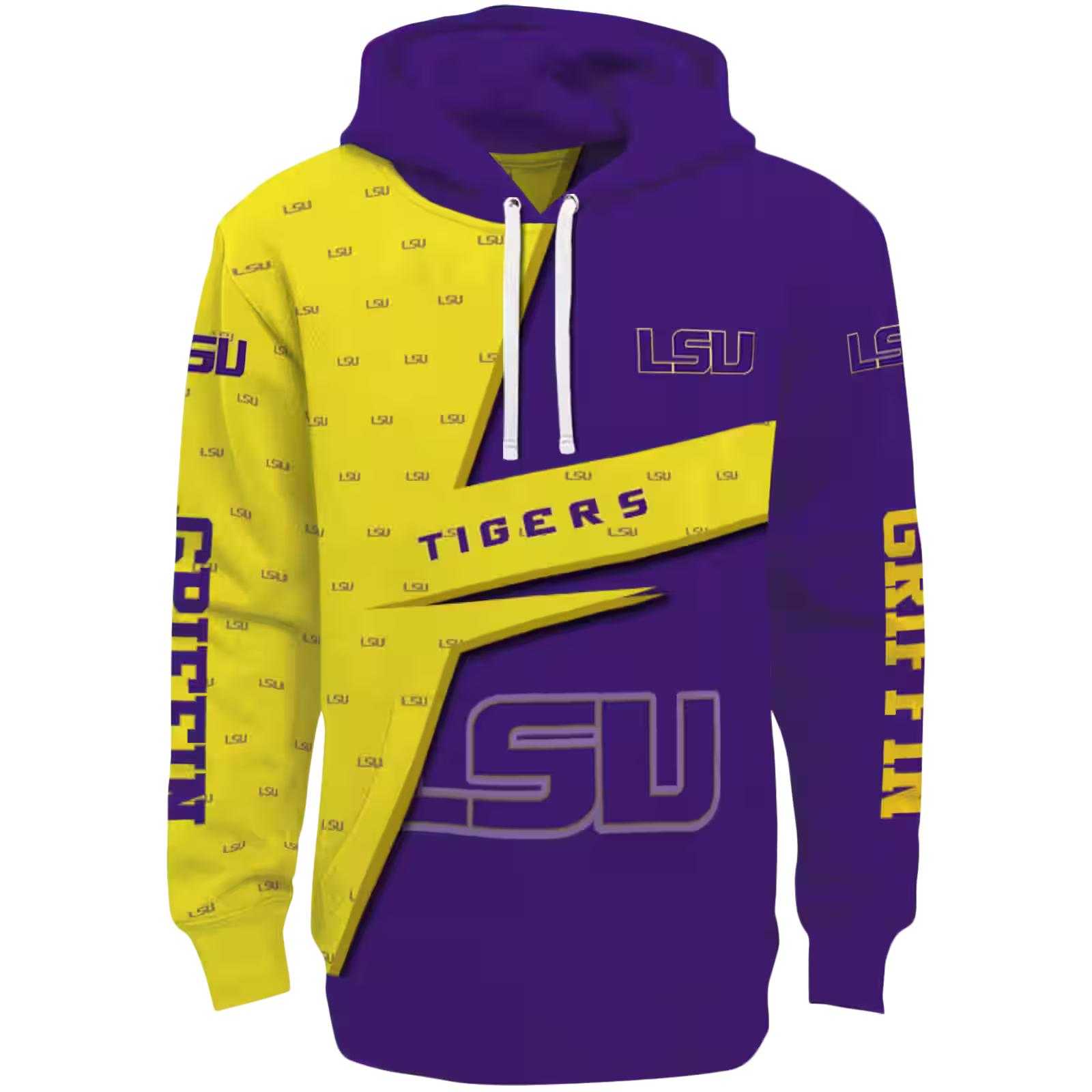 Customized LSU Tigers Abstract Shape Purple Hoodie